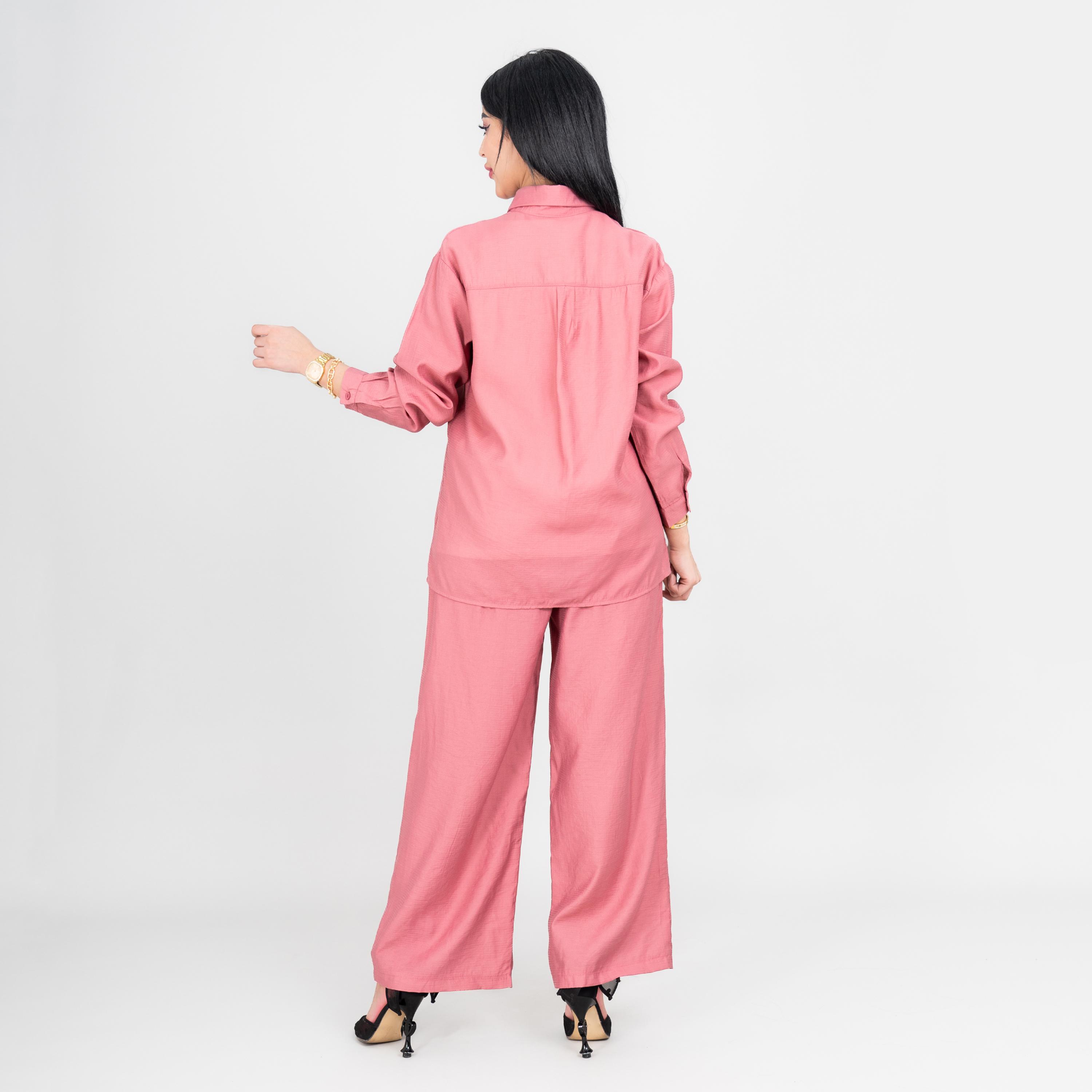 طقم قميص وبنطلون نسائي بياقة بطبعة زهور من إيككسا-women-clothing-coordsets-image-4