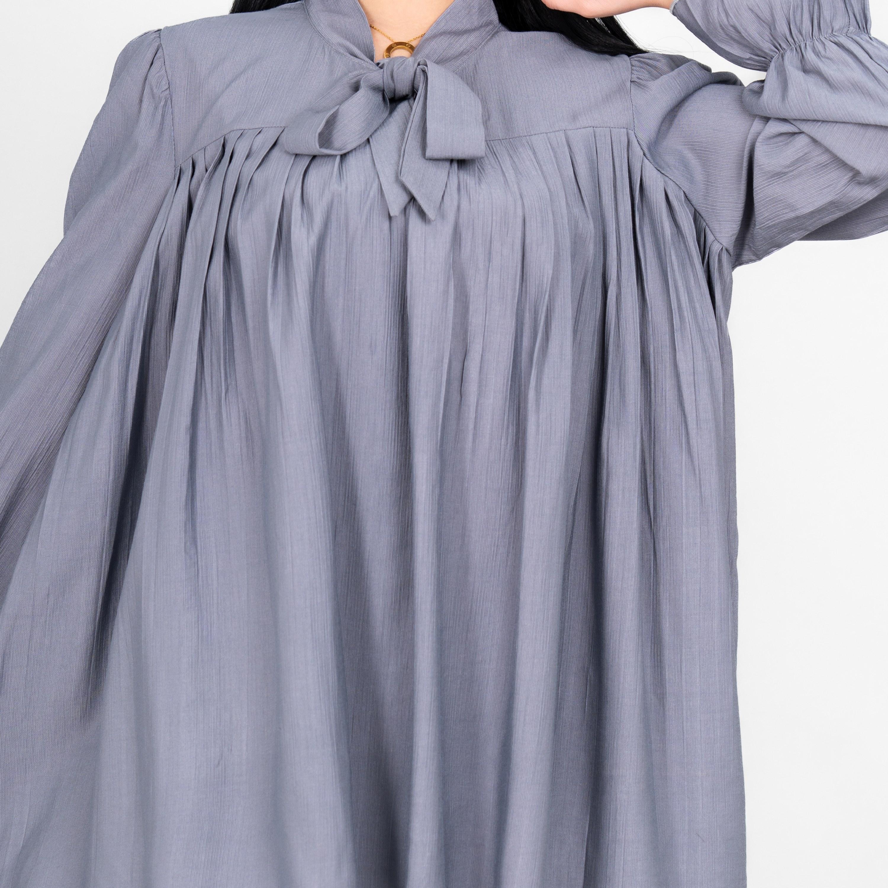 IKKXA Tie-Up Neck Pleated Women's Tunic & Pants Set-women-clothing-coordsets-image-2