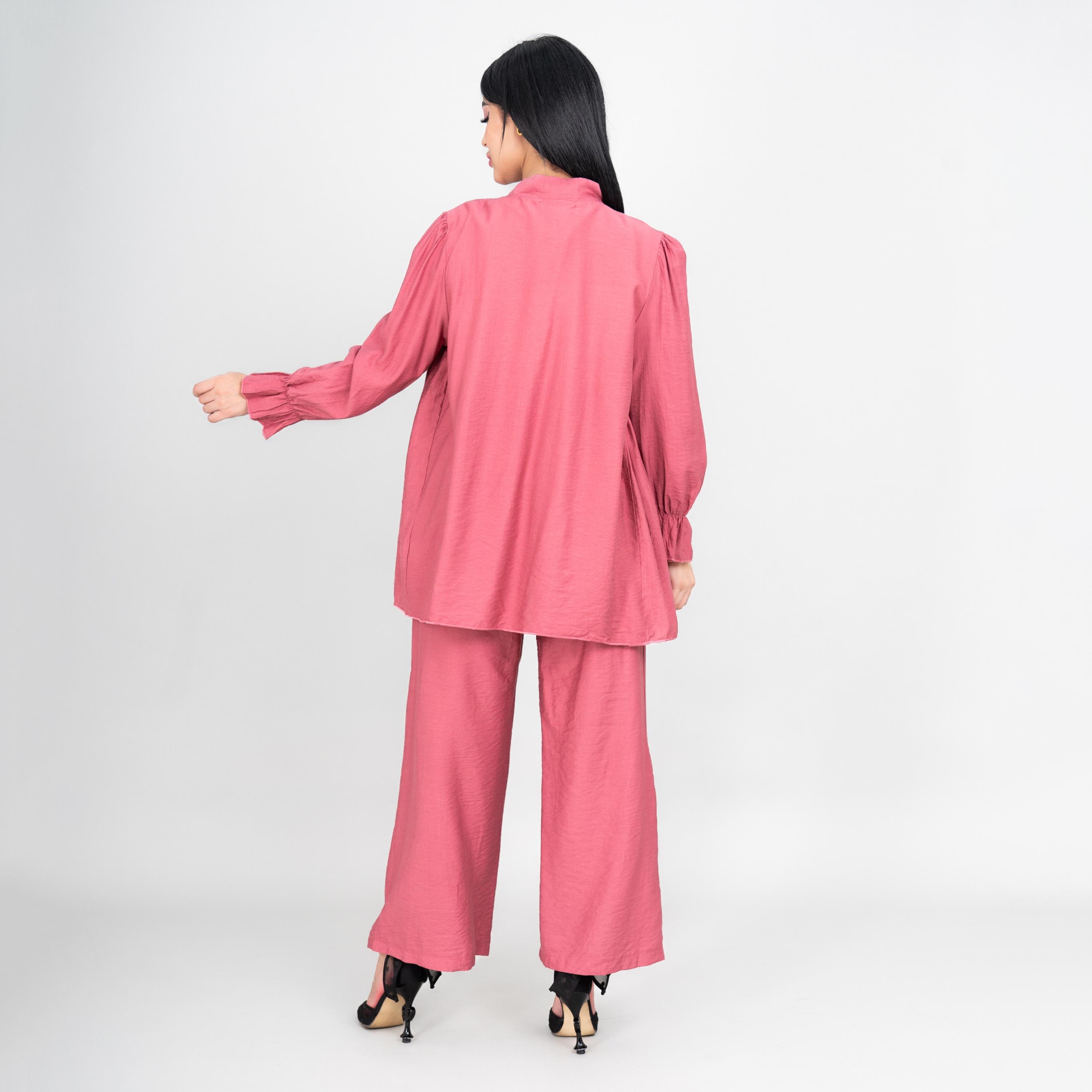 IKKXA Tie-Up Neck Pleated Women's Tunic & Pants Set-women-clothing-coordsets-image-8