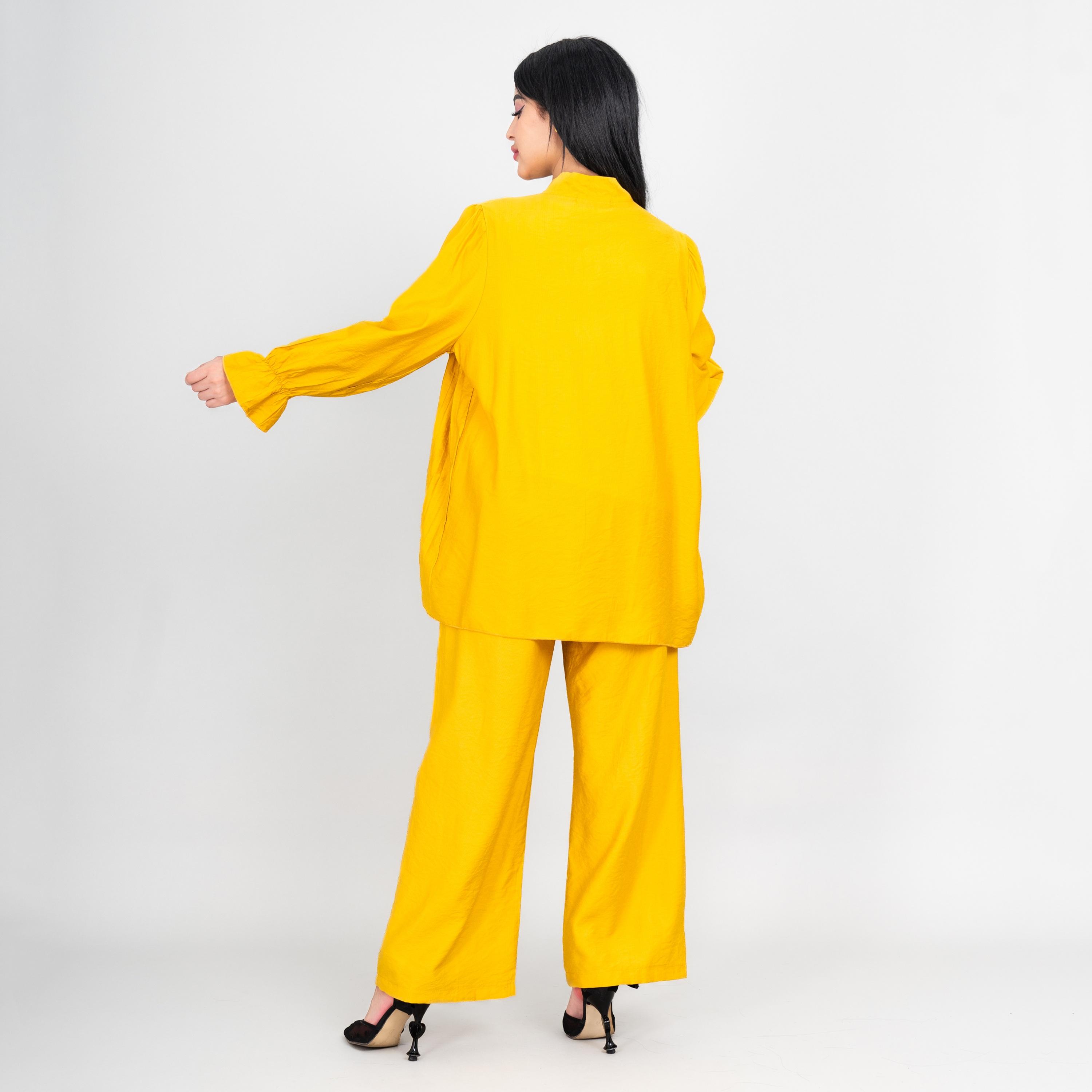 IKKXA Tie-Up Neck Pleated Women's Tunic & Pants Set-women-clothing-coordsets-image-13