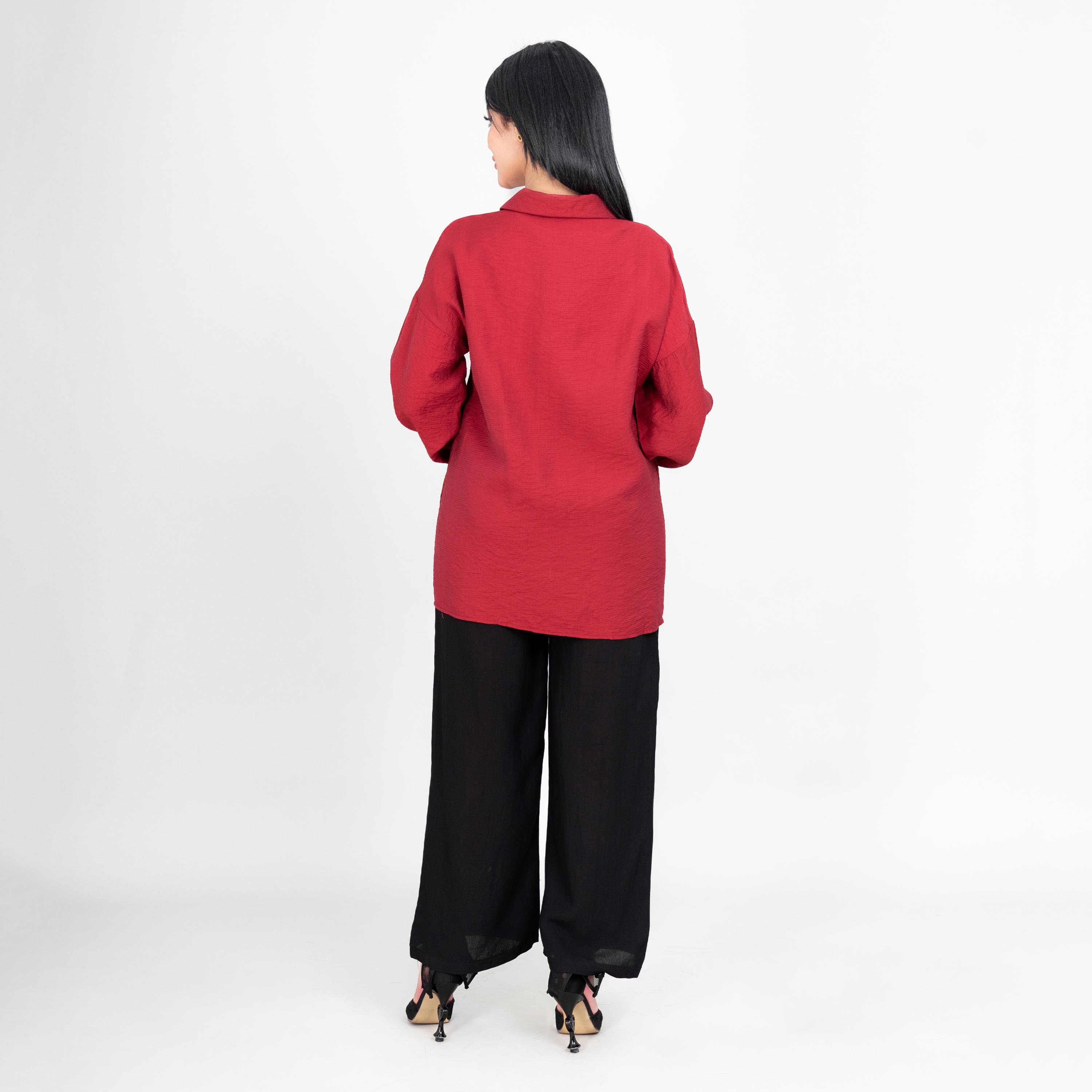 IKKXA Collared Embellished Dropped Bishop Sleeves Women's Shirt & Pants Set-women-clothing-coordsets-image-4