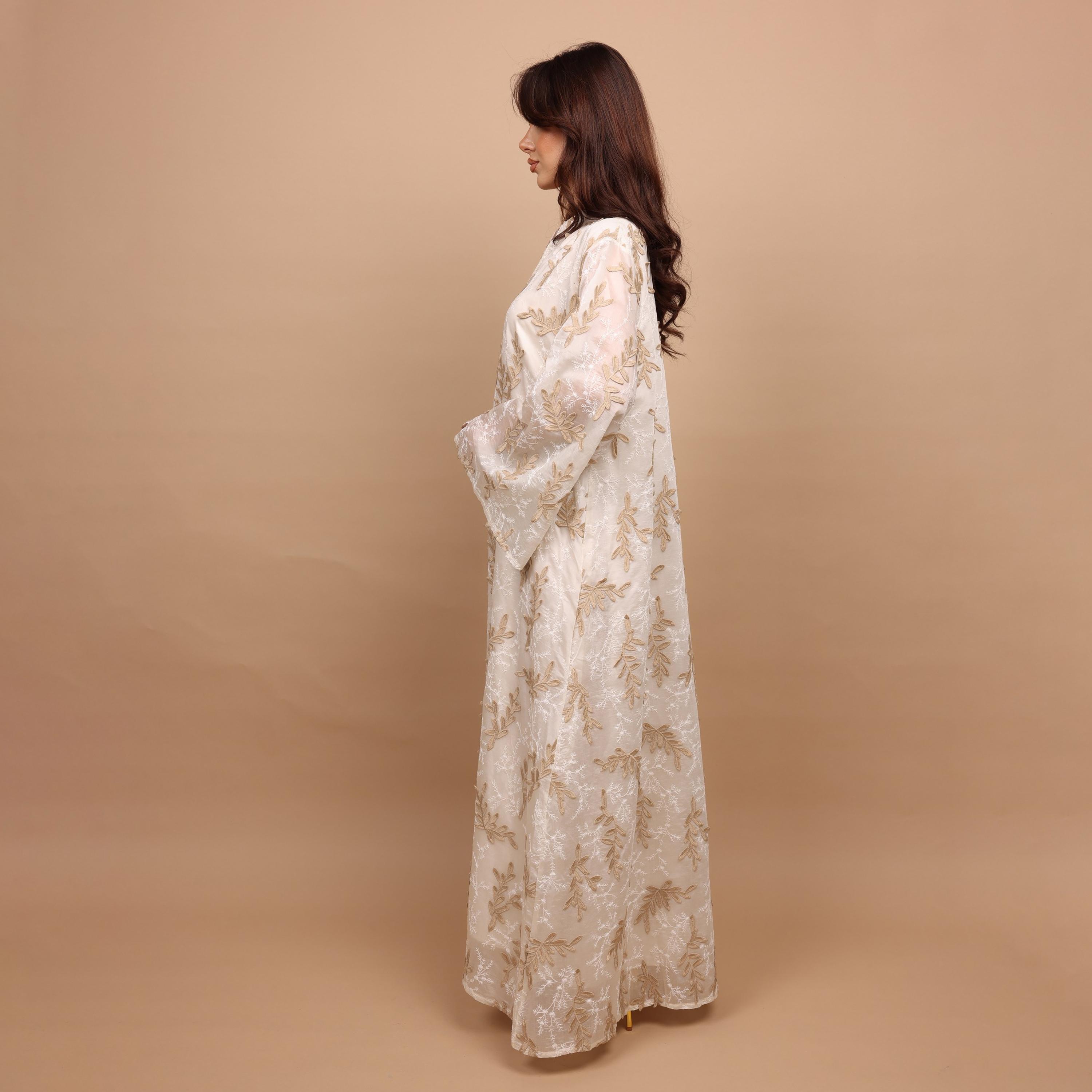 IKKXA Split V-Neck Wide Sleeves Botanical Embroidered Women's Jalabiya-women-arabicclothing-jalabiyas-image-7