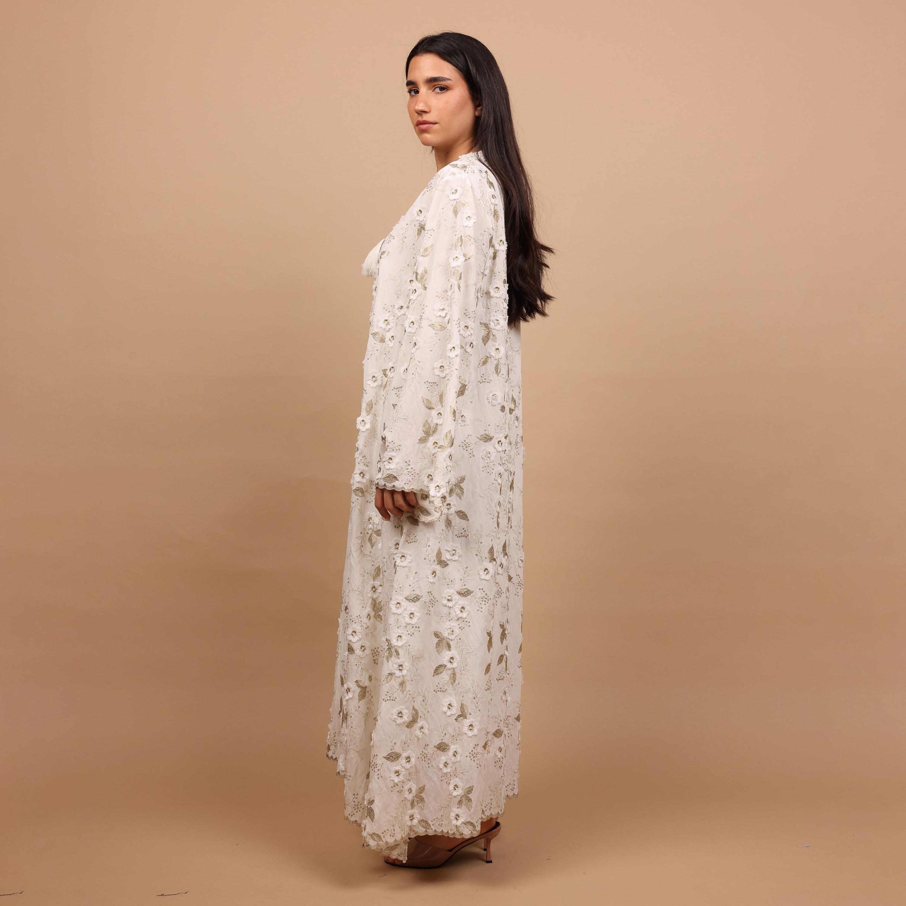 IKKXA Wide Sleeves Embroidered and Applique Women's Jalabiya-women-arabicclothing-jalabiyas-image-3