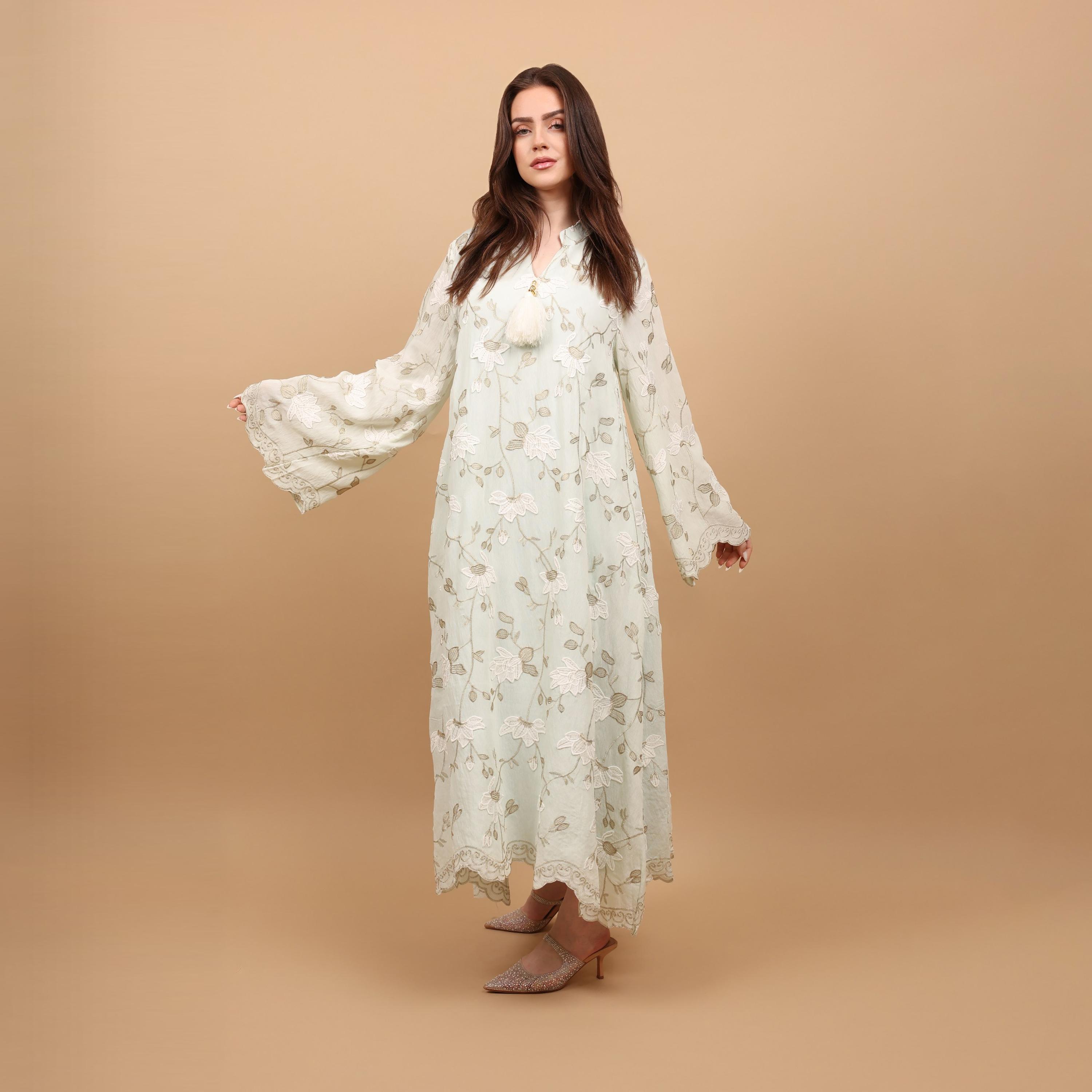 IKKXA Wide Sleeves Embroidered & Tassels Women's Evening Jalabiya-women-arabicclothing-jalabiyas-image-9