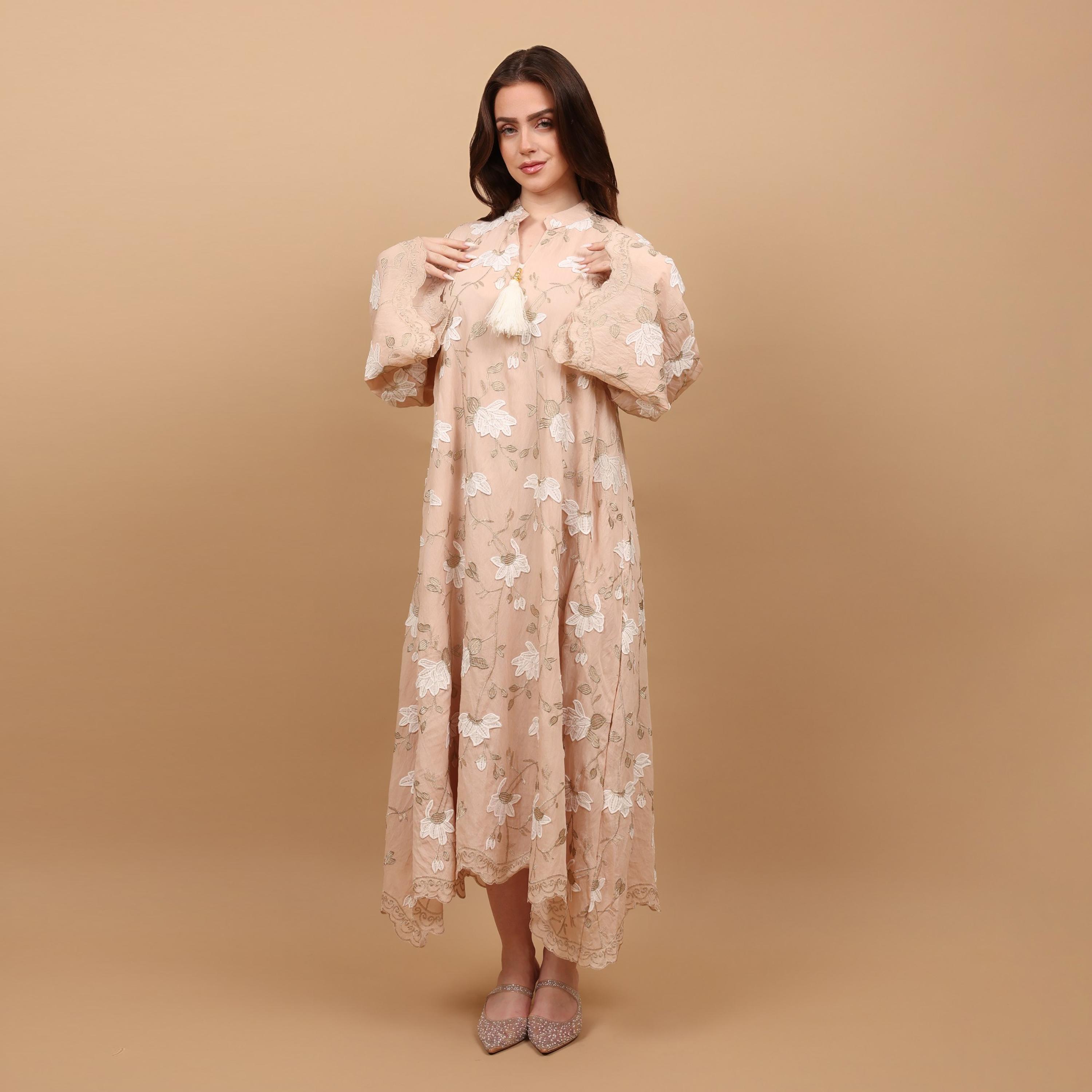 IKKXA Wide Sleeves Embroidered & Tassels Women's Evening Jalabiya-women-arabicclothing-jalabiyas-image-5