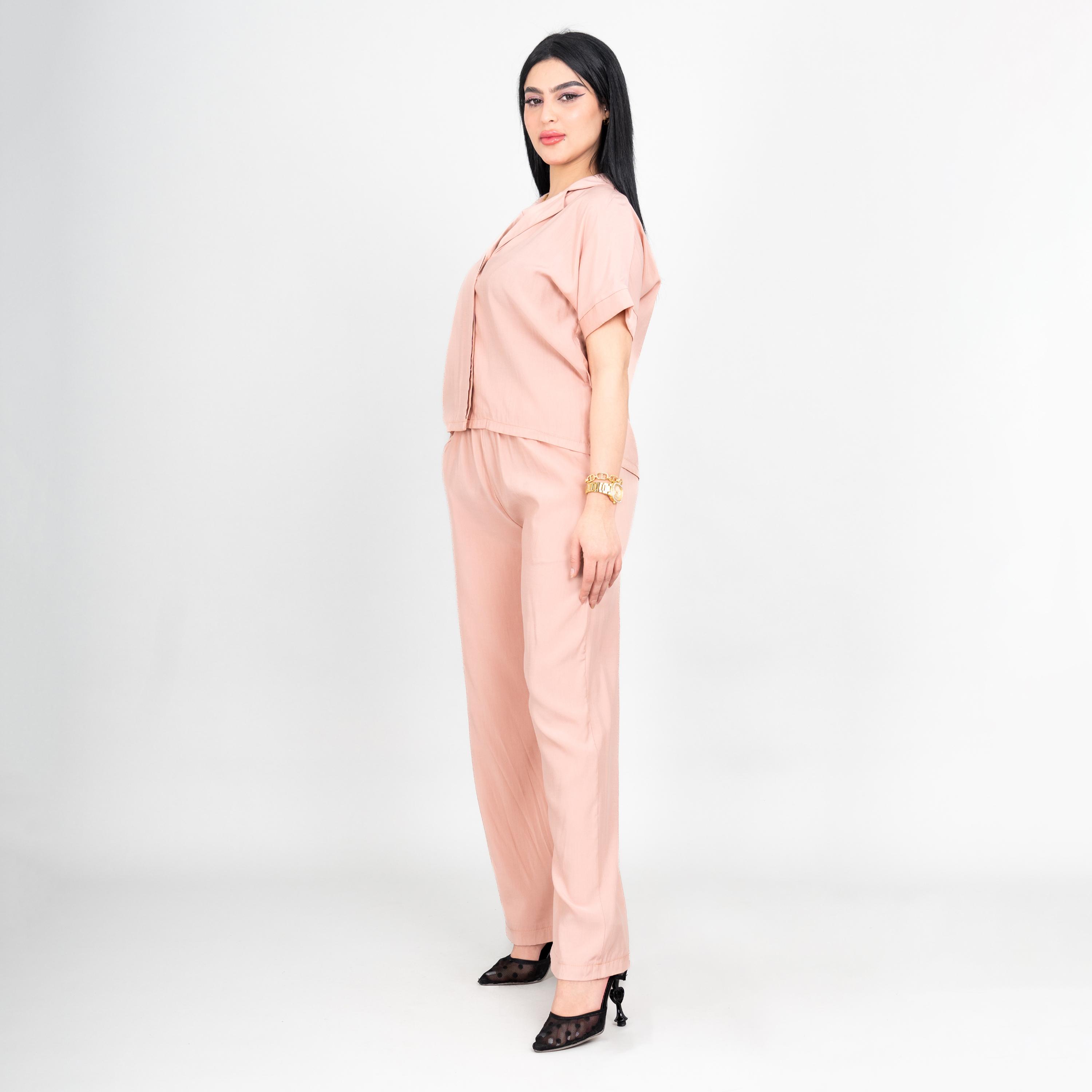 IKKXA Cuban Collar Women's Shirt & Pants Set-women-clothing-coordsets-image-3