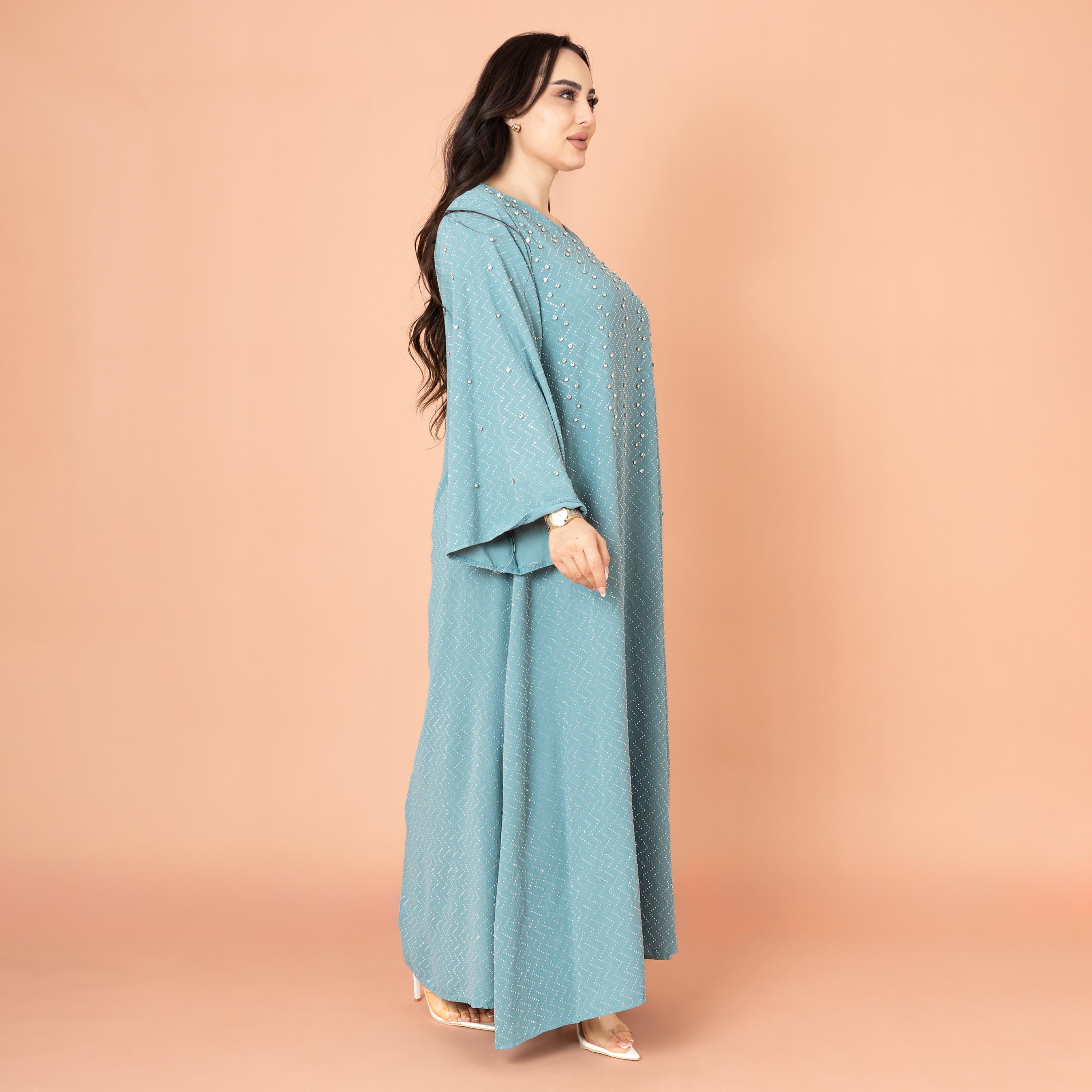 IKKXA Flared Sleeves Rhinestone with Zig Zag Pattern Evening Women's Cascade Jalabiya-women-arabicclothing-jalabiyas-image-3