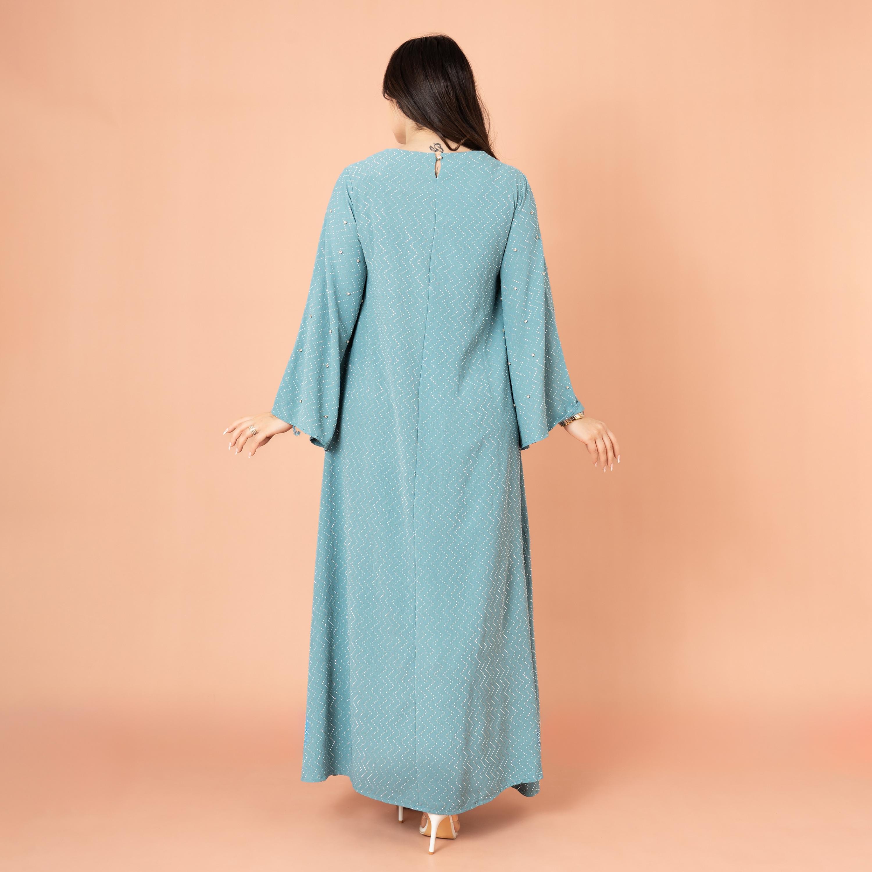 IKKXA Flared Sleeves Rhinestone with Zig Zag Pattern Evening Women's Cascade Jalabiya-women-arabicclothing-jalabiyas-image-4