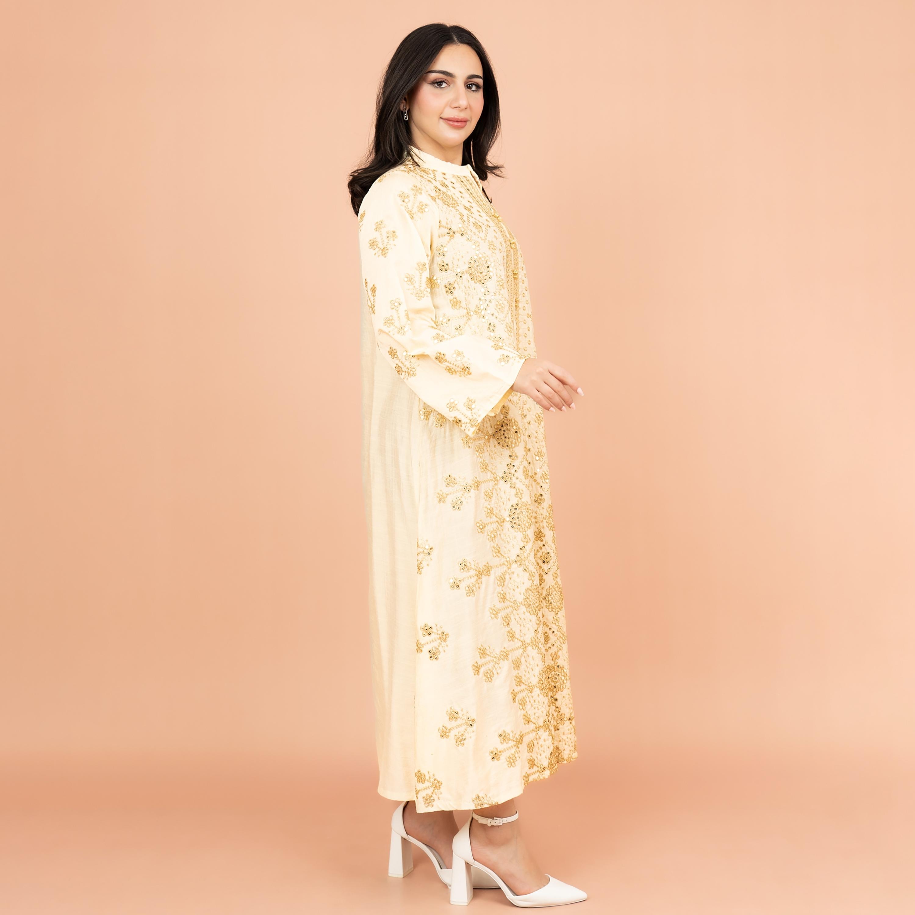 IKKXA Mandarin Collar Embroidered and Sequins Women's Jalabiya-women-arabicclothing-jalabiyas-image-7
