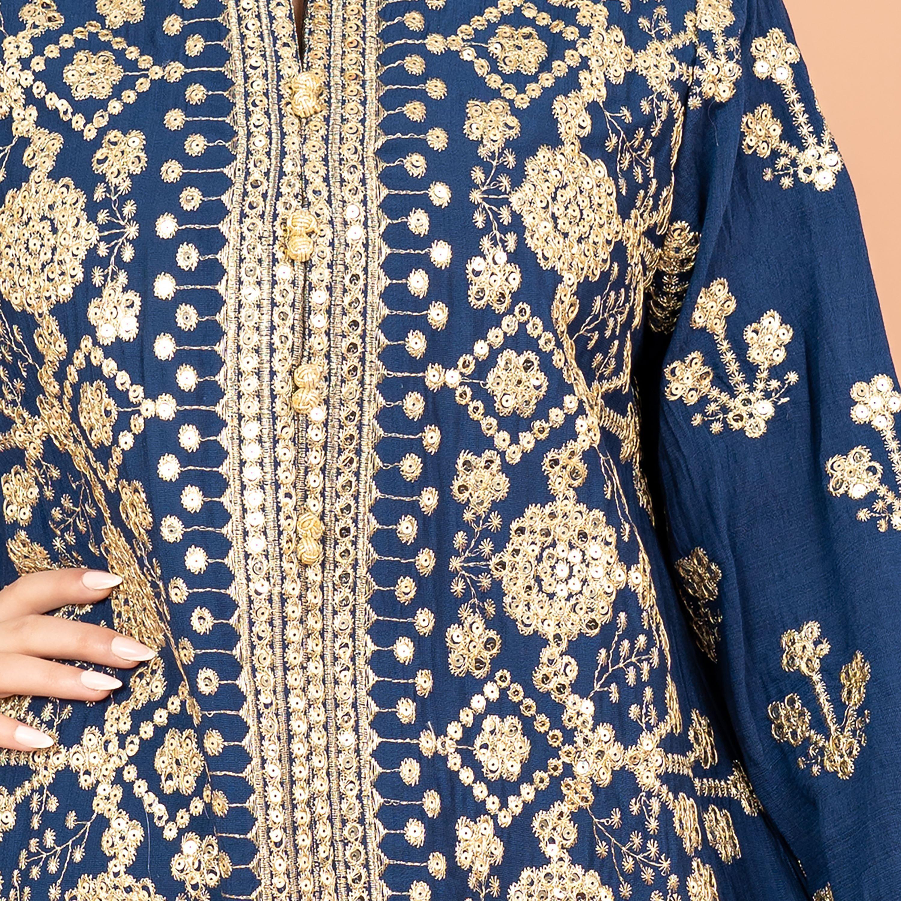 IKKXA Mandarin Collar Embroidered and Sequins Women's Jalabiya-women-arabicclothing-jalabiyas-image-2