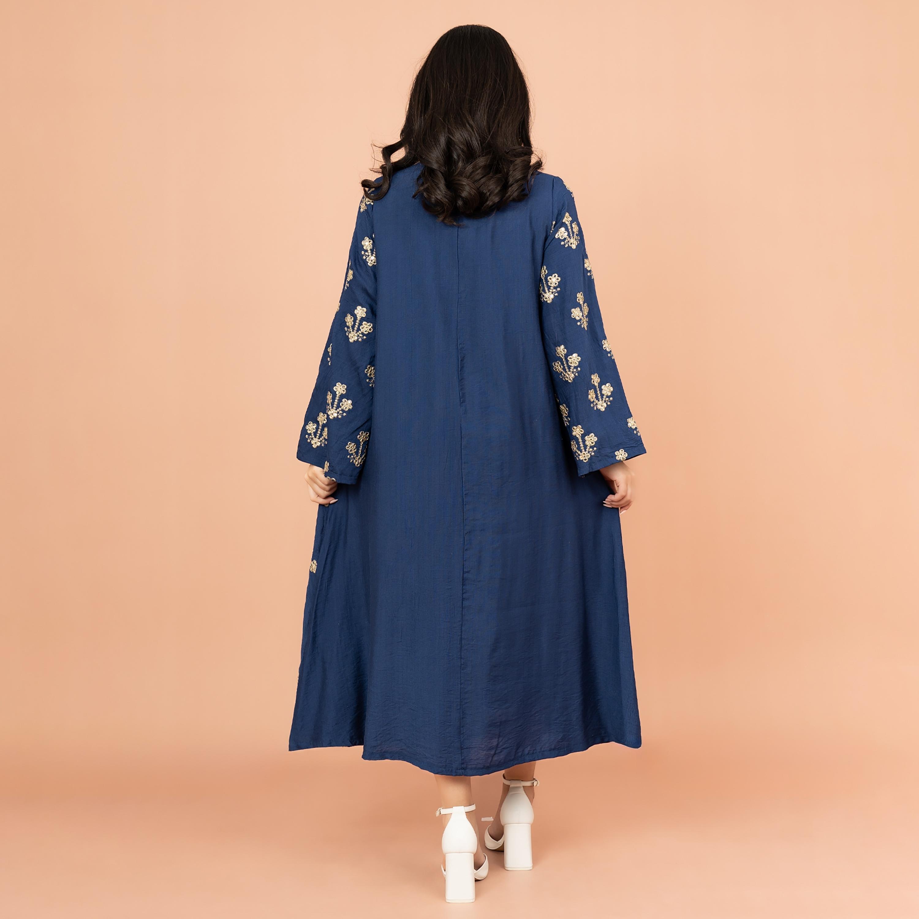 IKKXA Mandarin Collar Embroidered and Sequins Women's Jalabiya-women-arabicclothing-jalabiyas-image-4