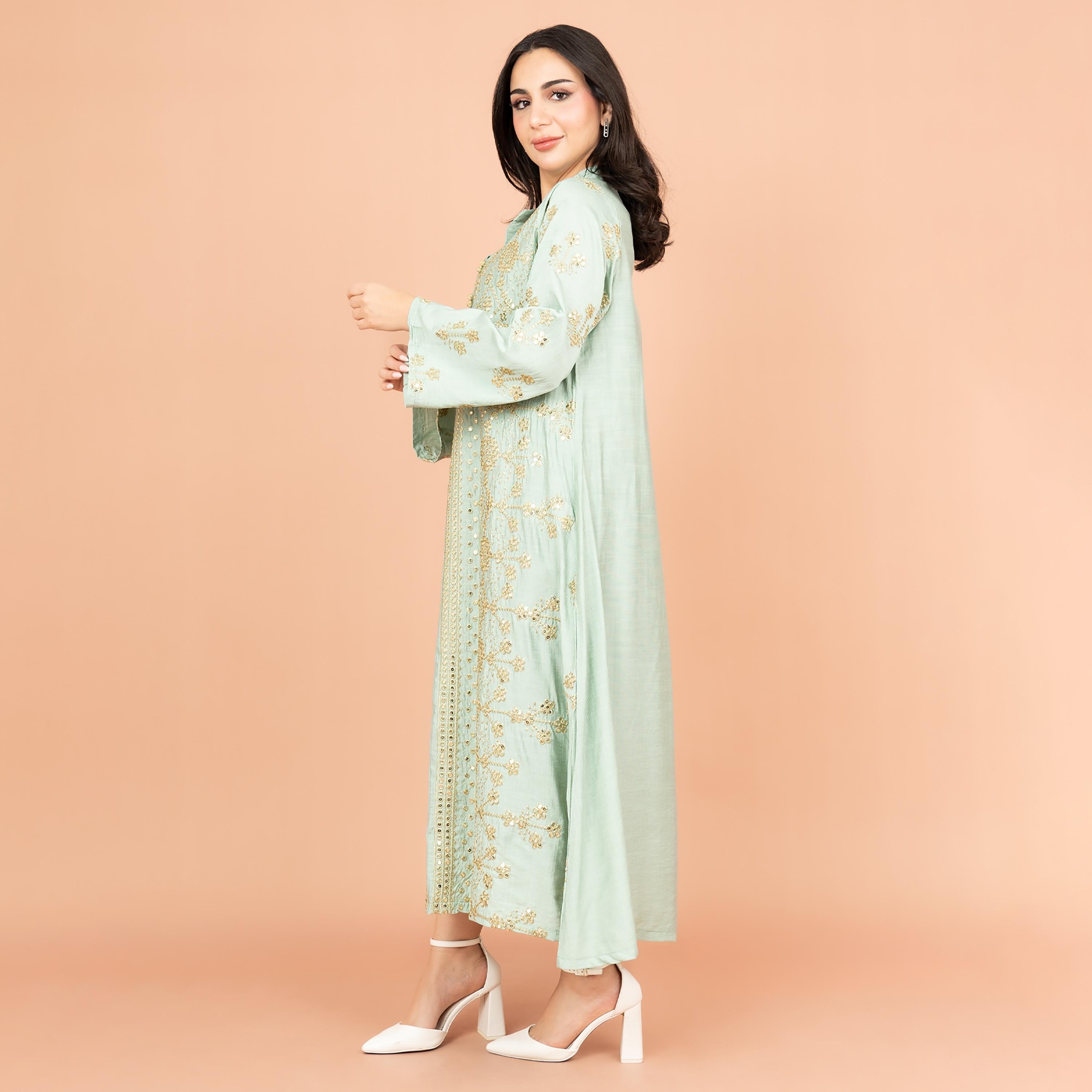 IKKXA Mandarin Collar Embroidered and Sequins Women's Jalabiya-women-arabicclothing-jalabiyas-image-11