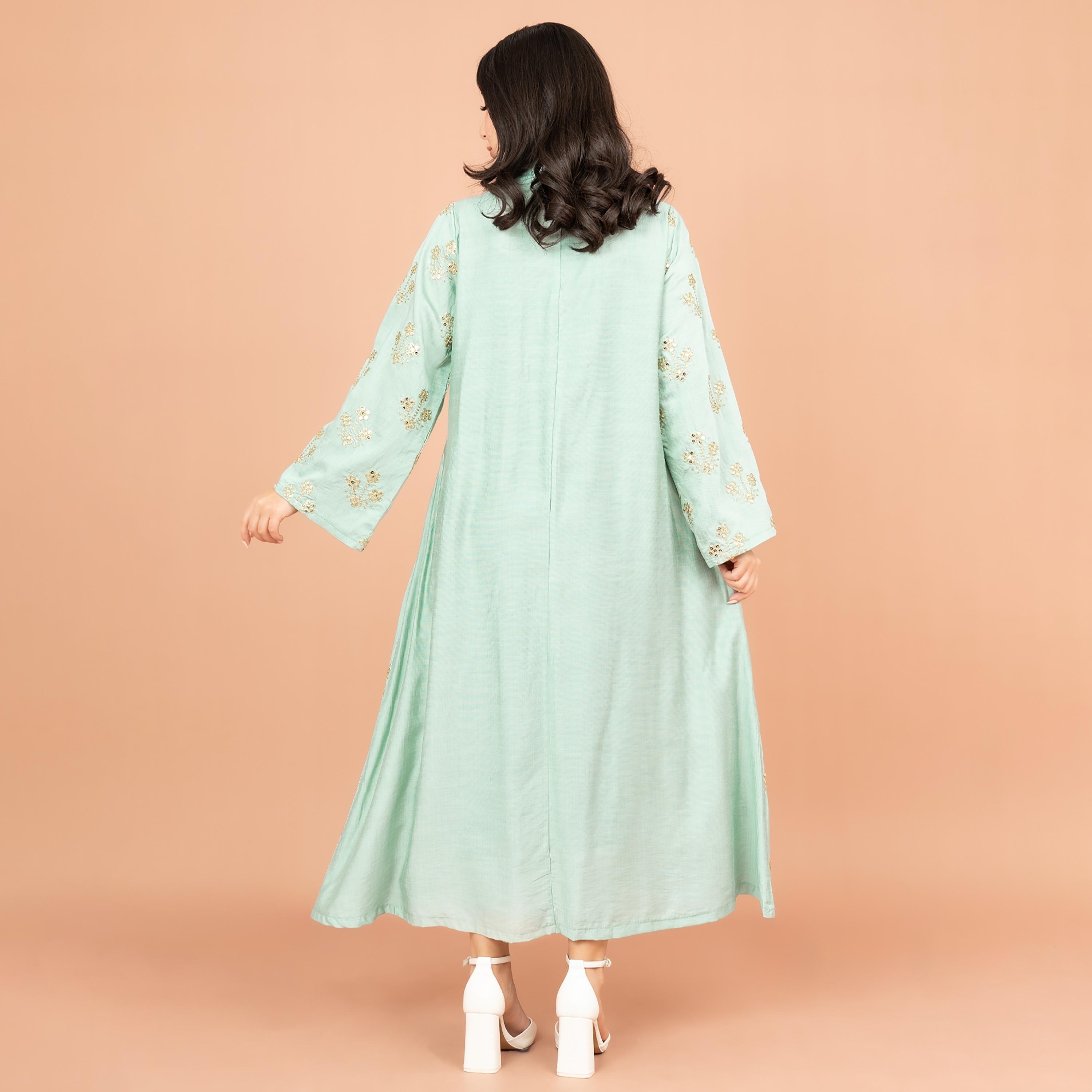 IKKXA Mandarin Collar Embroidered and Sequins Women's Jalabiya-women-arabicclothing-jalabiyas-image-12