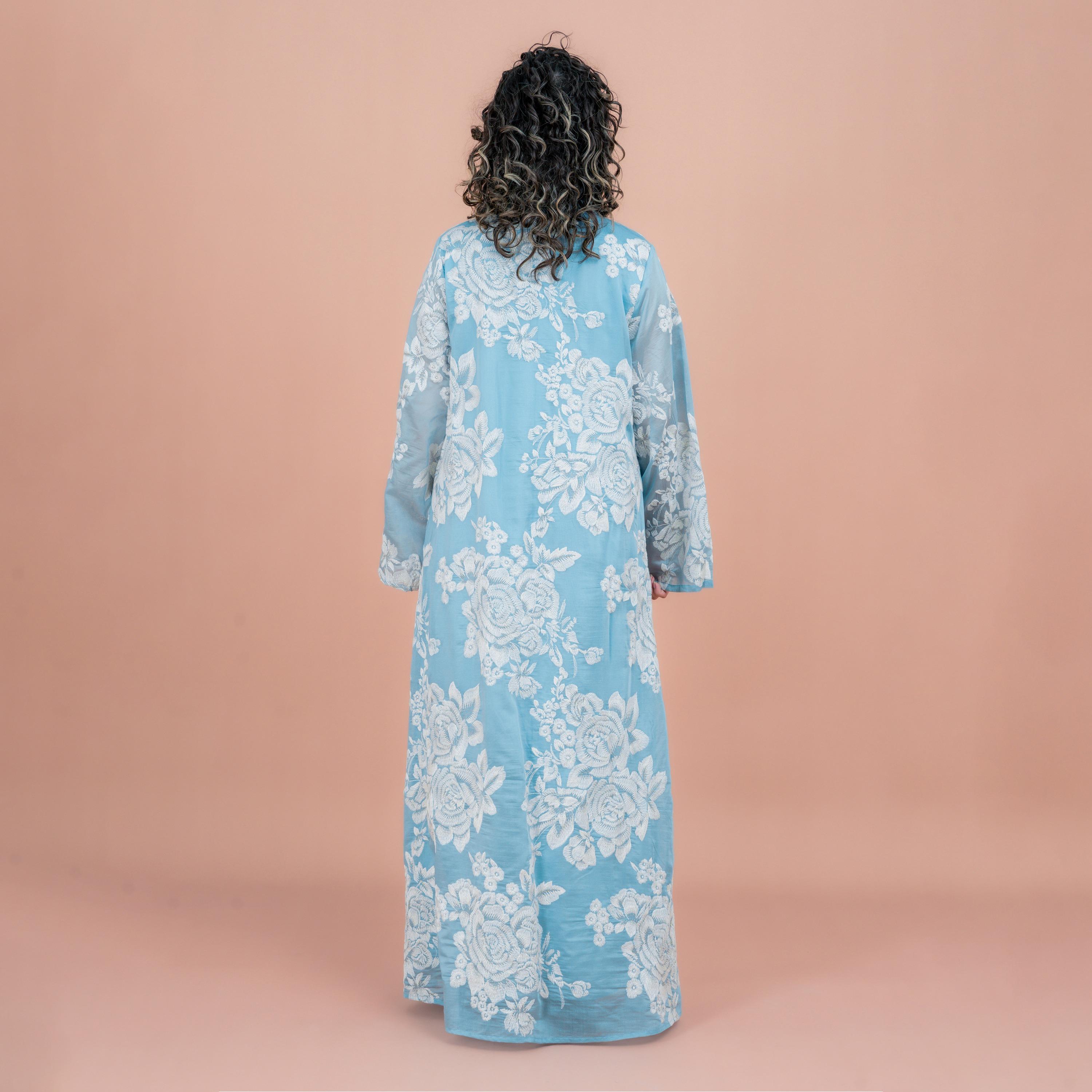 IKKXA Floral Embroidered Wide Sleeves Women's Jalabiya-women-arabicclothing-jalabiyas-image-4