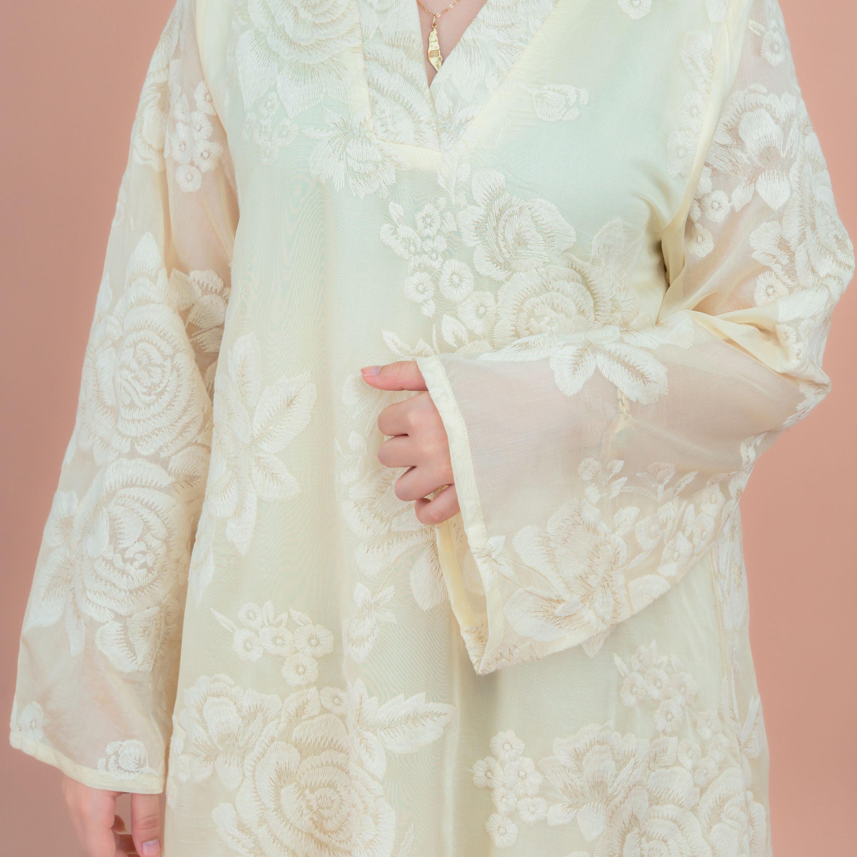IKKXA Floral Embroidered Wide Sleeves Women's Jalabiya-women-arabicclothing-jalabiyas-image-2