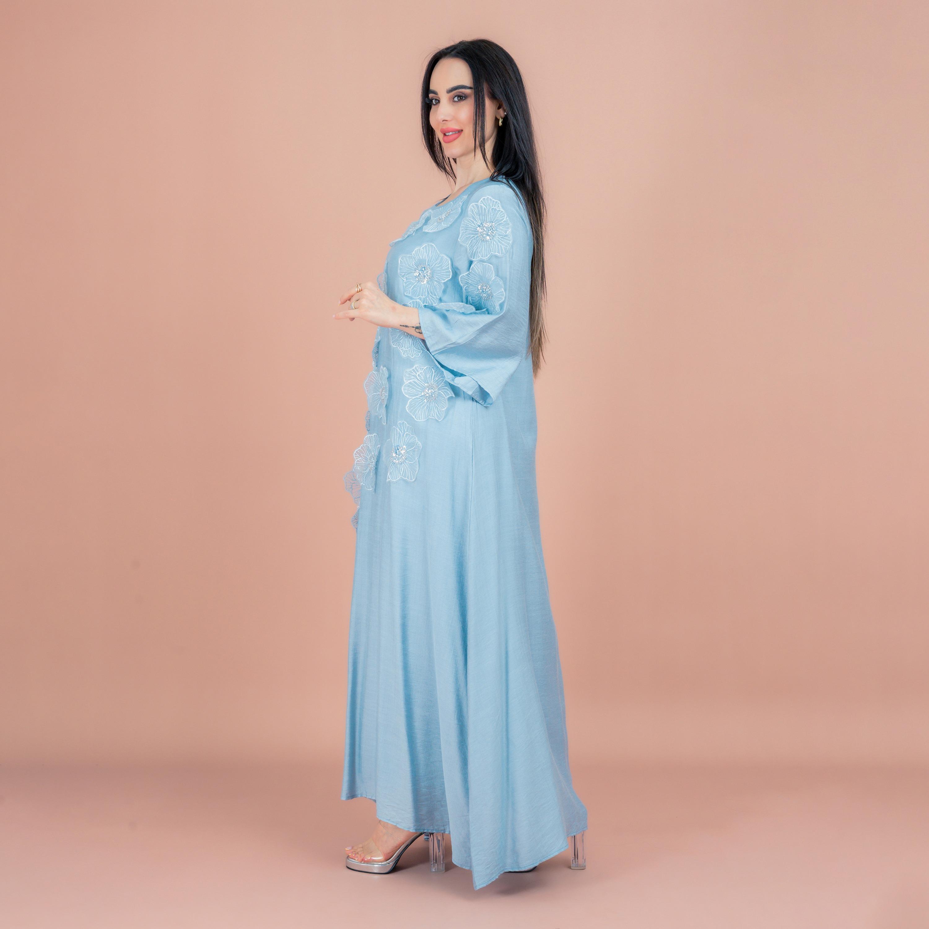 IKKXA Applique Floral Embroidered & Beaded Women's Jalabiya-women-arabicclothing-jalabiyas-image-3