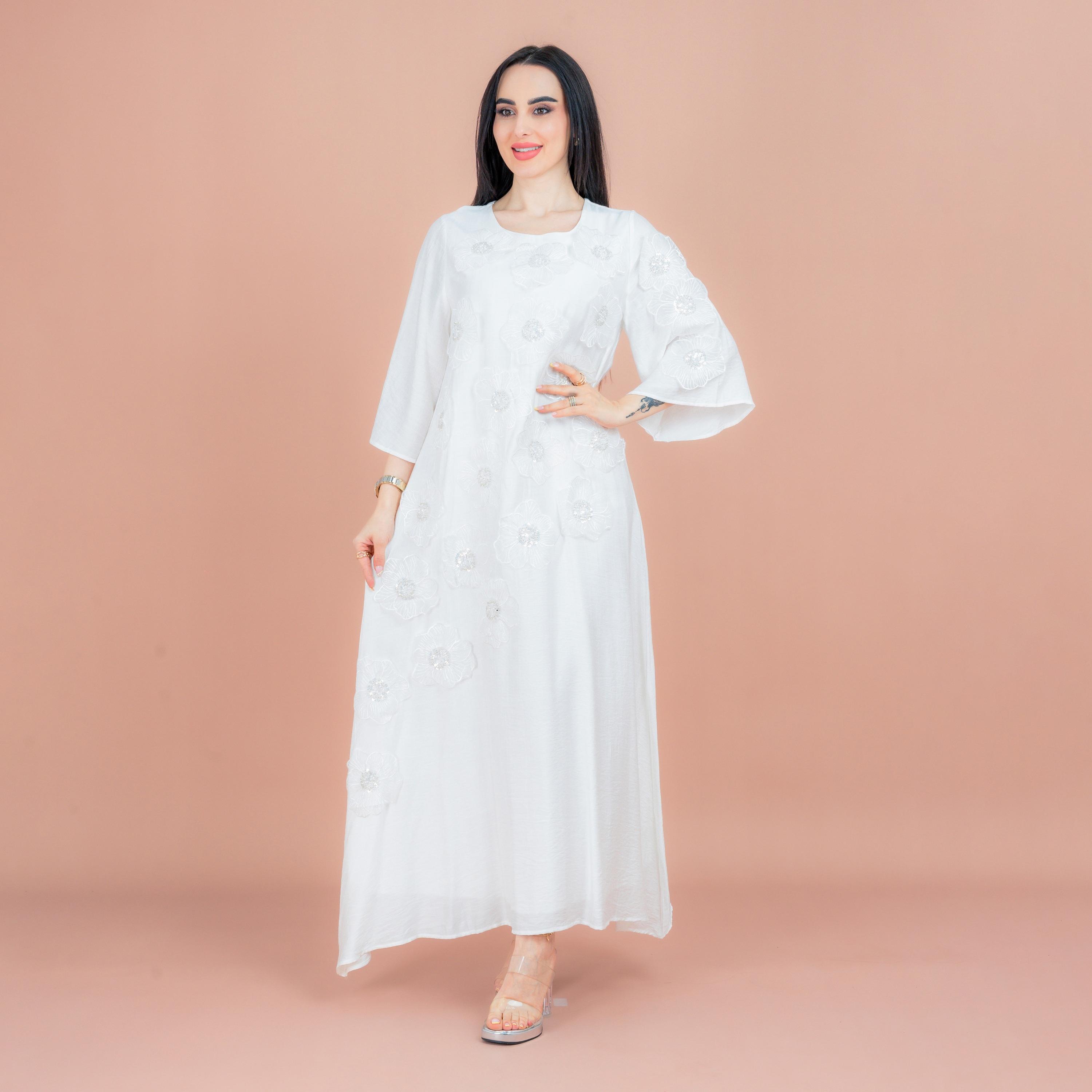IKKXA Applique Floral Embroidered & Beaded Women's Jalabiya-women-arabicclothing-jalabiyas-image-1