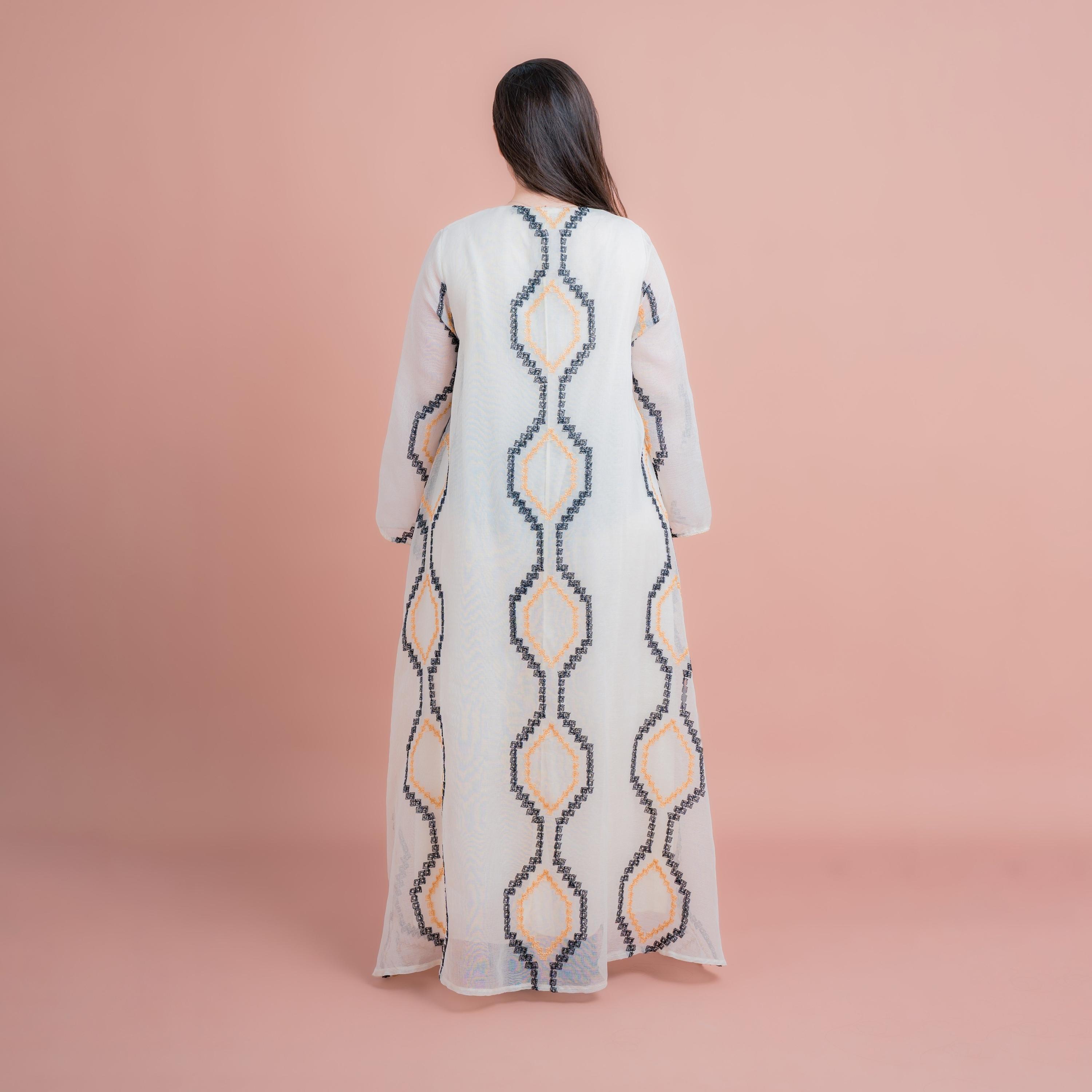 جلابية سهرة نسائية مطرزة بالخرز والترتر مع تطريز هندسي من إككسا-women-arabicclothing-jalabiyas-image-5