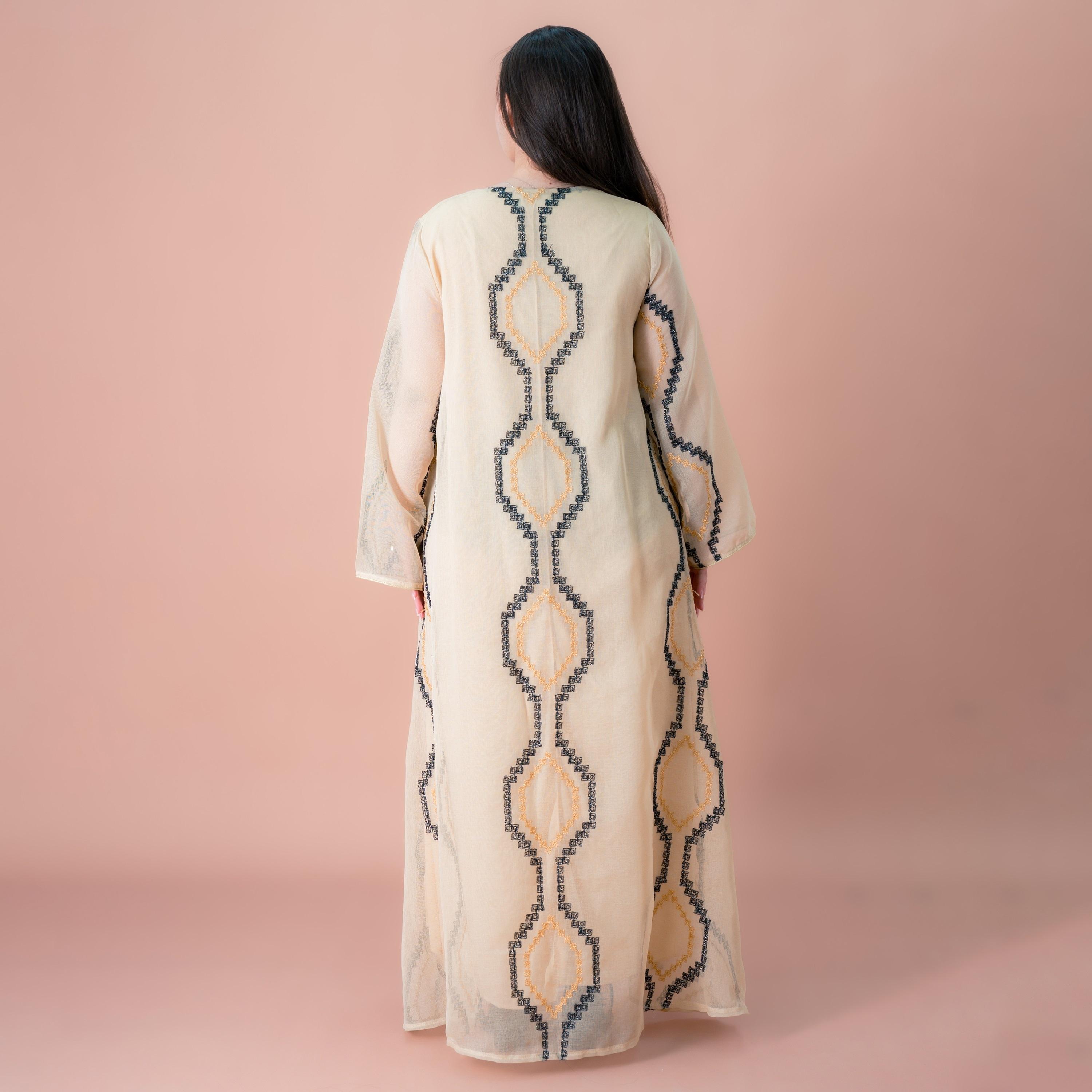 IKKXA Beaded & Sequined with Geometric Embroidery Women's Evening Jalabiya-women-arabicclothing-jalabiyas-image-4