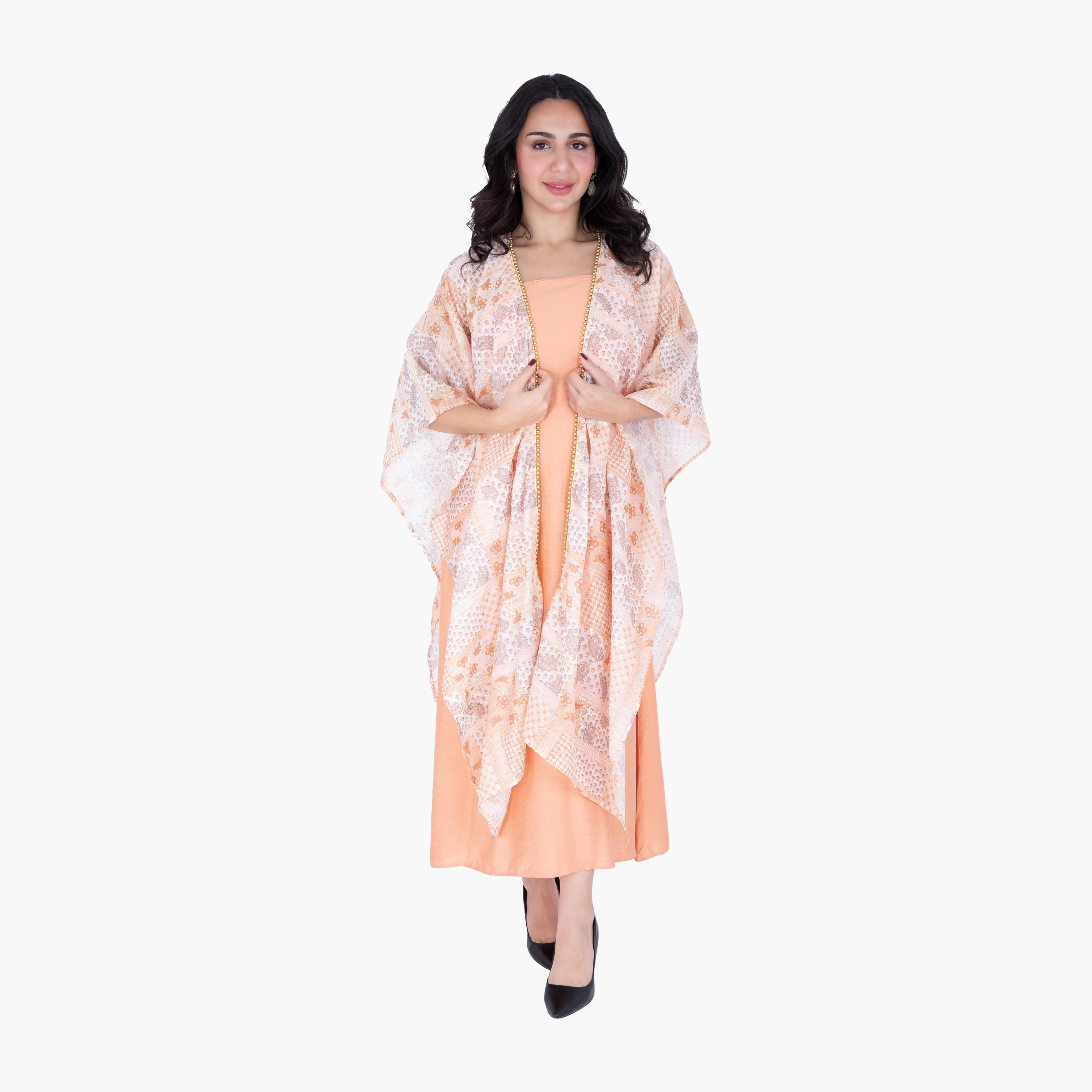 IKKXA Paisley & Geometric Print Women's Shawl Overlay Style Jalabiya-women-arabicclothing-jalabiyas-image-9