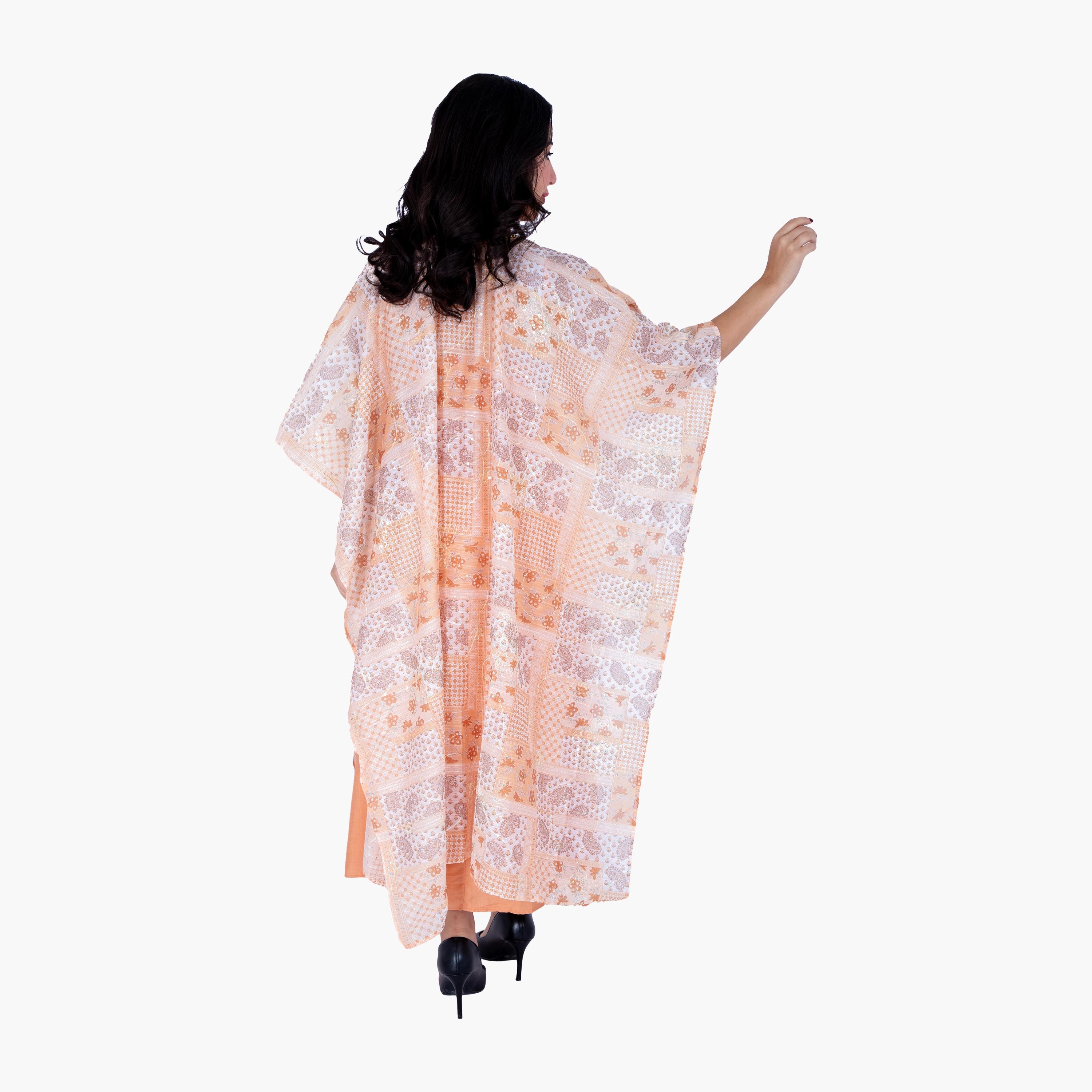 IKKXA Paisley & Geometric Print Women's Shawl Overlay Style Jalabiya-women-arabicclothing-jalabiyas-image-10