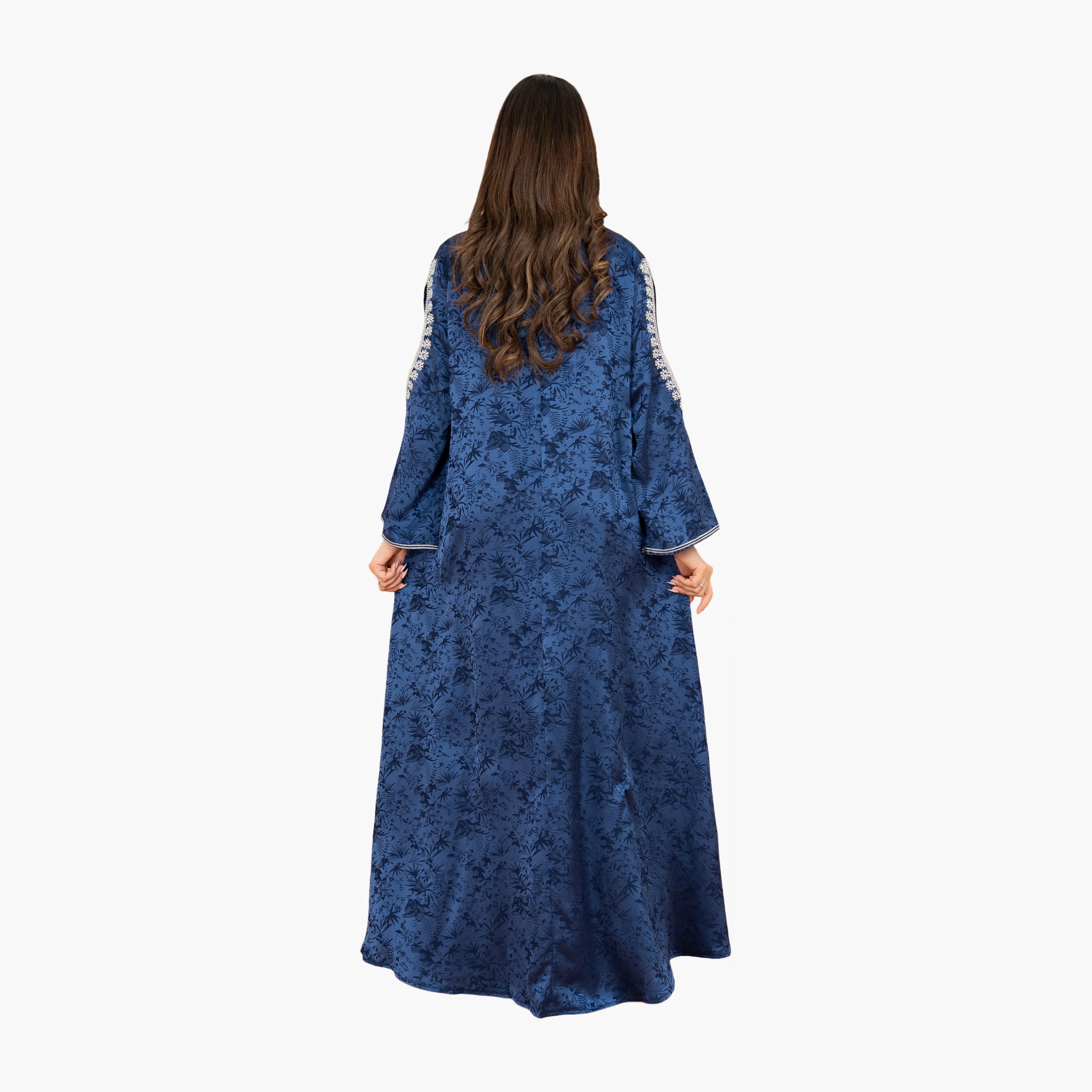 IKKXA Botanical Print Cut-Out Sleeves Women's Evening Jalabiya-women-arabicclothing-jalabiyas-image-4