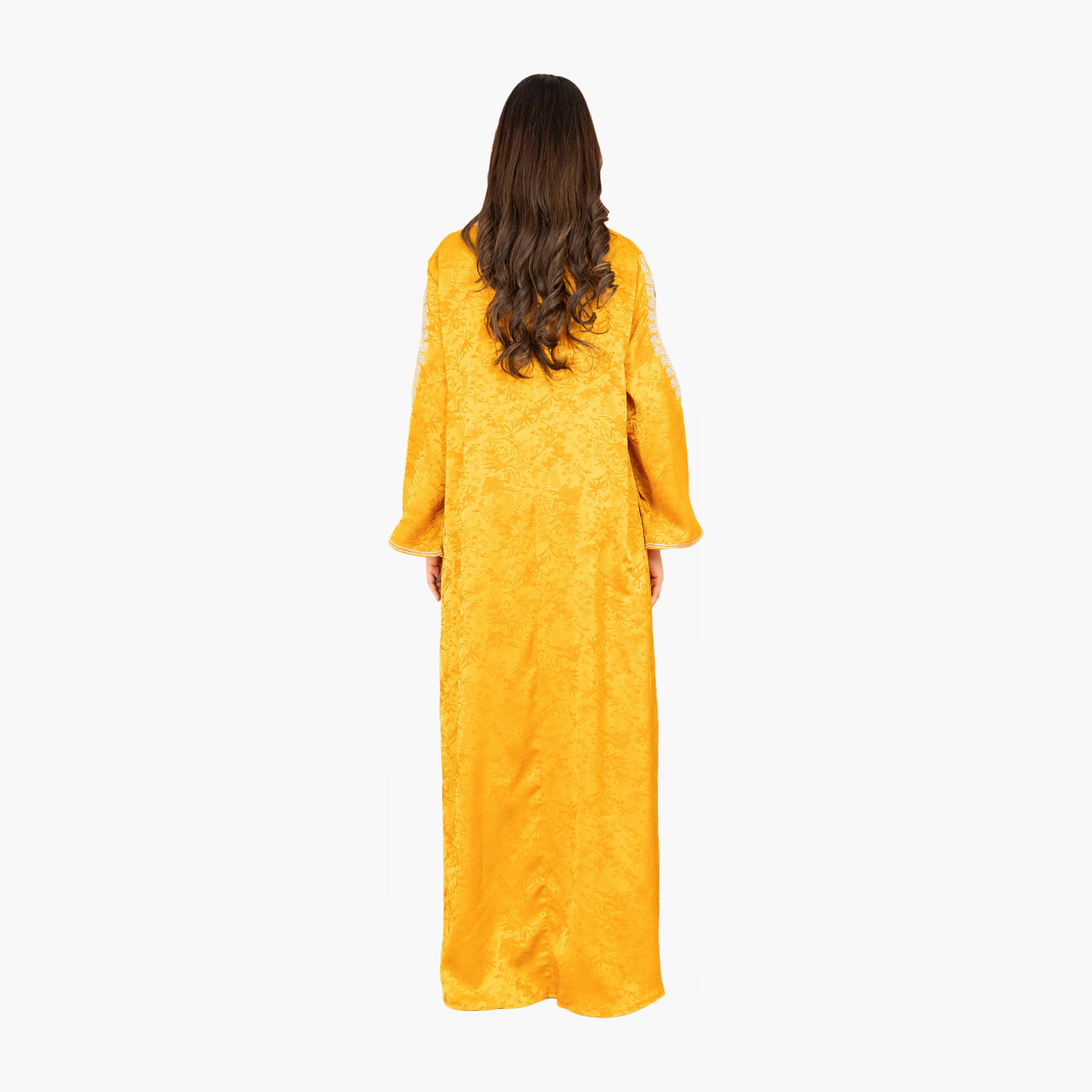 IKKXA Botanical Print Cut-Out Sleeves Women's Evening Jalabiya-women-arabicclothing-jalabiyas-image-8