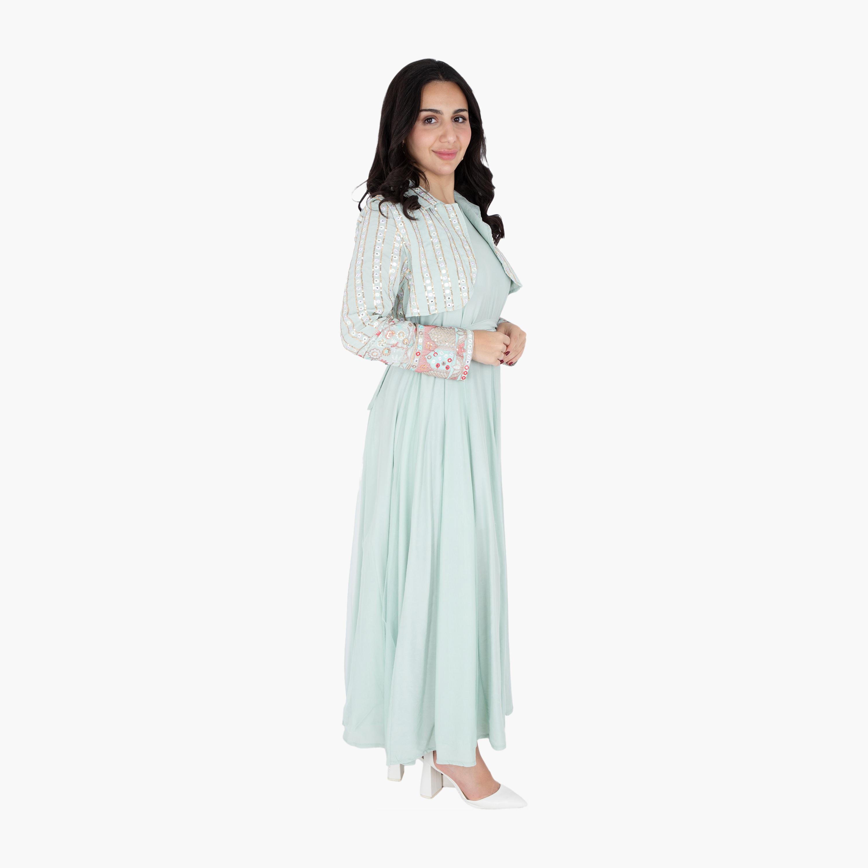 IKKXA Embroidered & Sequined Women's Evening Jalabiya with Jacket-women-arabicclothing-jalabiyas-image-12