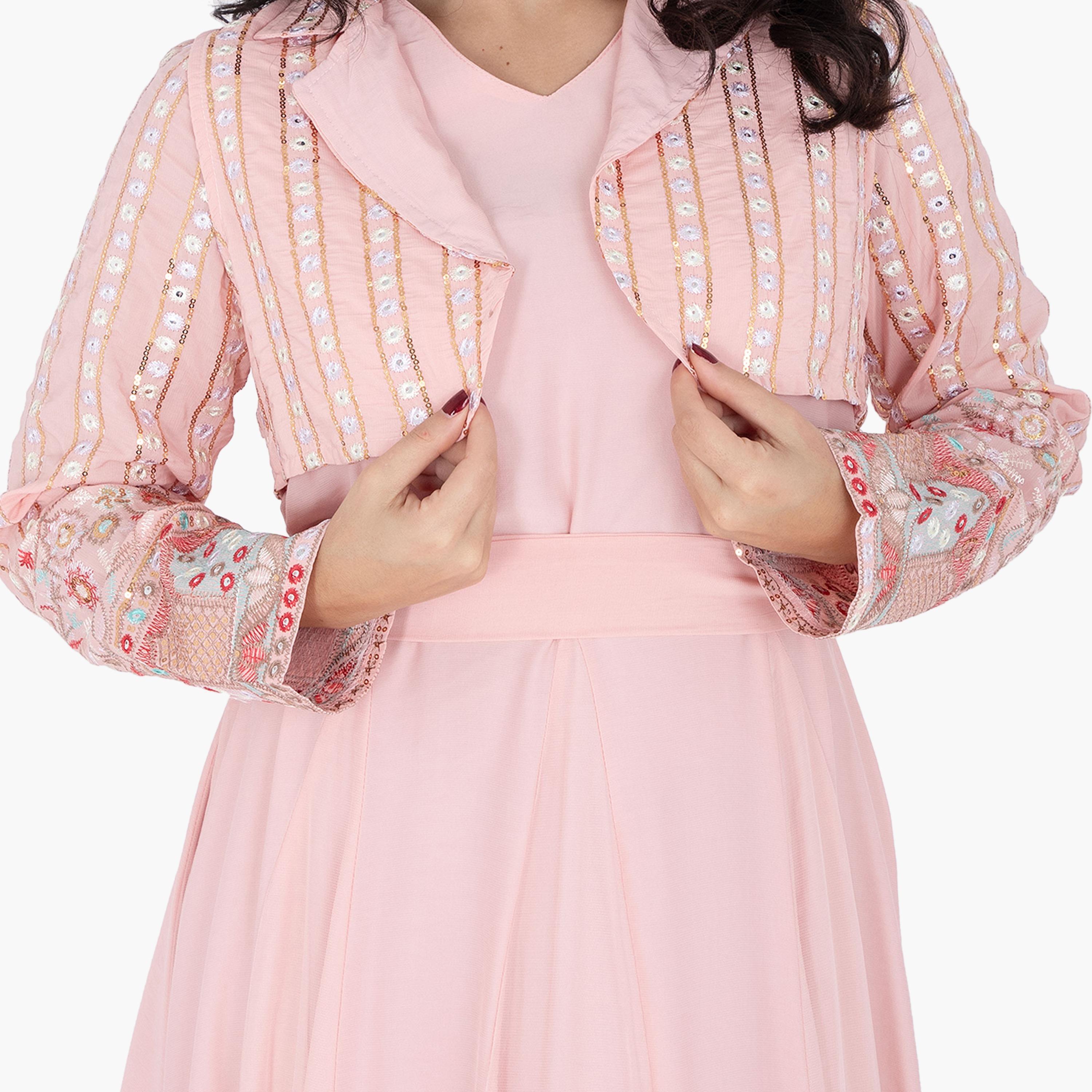 IKKXA Embroidered & Sequined Women's Evening Jalabiya with Jacket-women-arabicclothing-jalabiyas-image-6