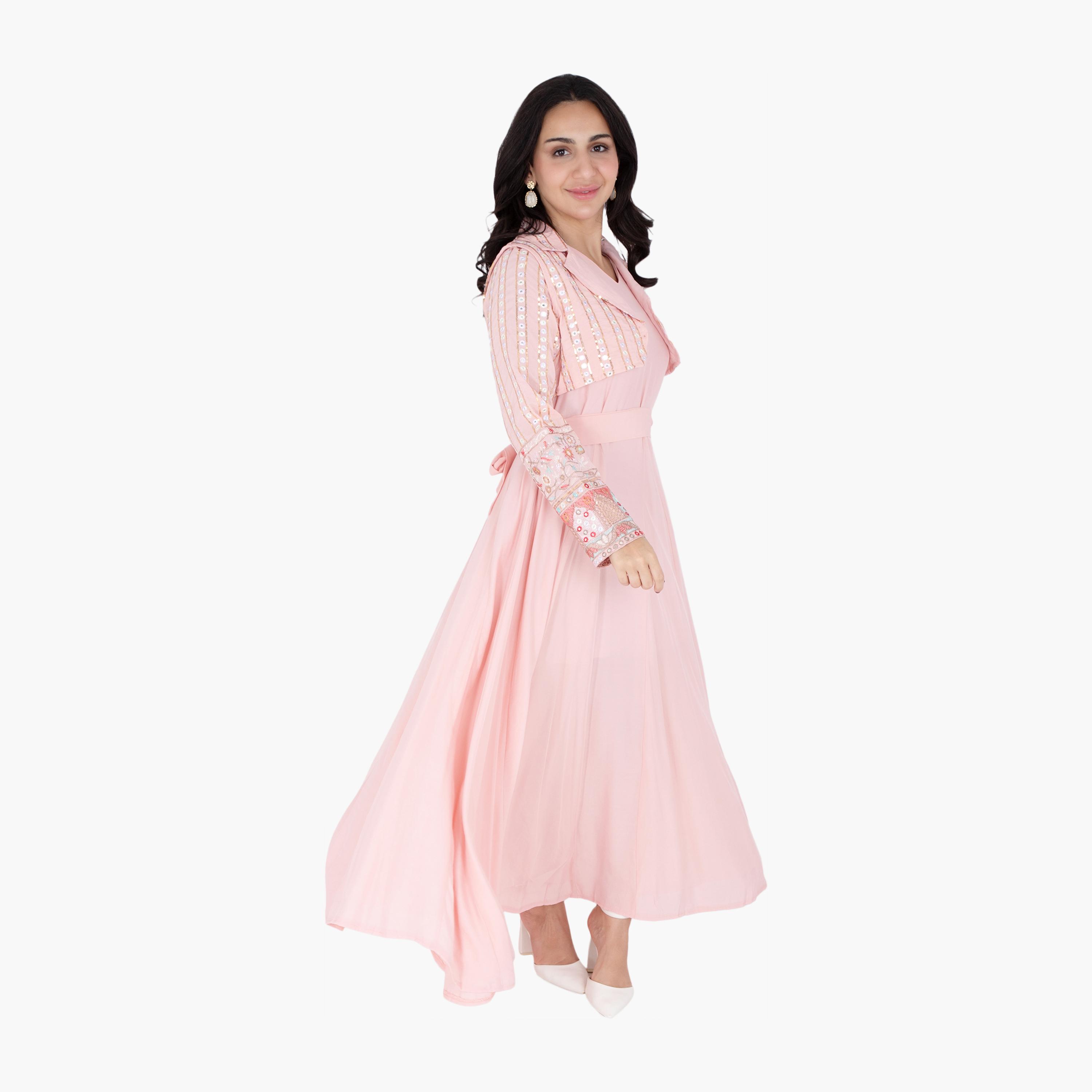 IKKXA Embroidered & Sequined Women's Evening Jalabiya with Jacket-women-arabicclothing-jalabiyas-image-8
