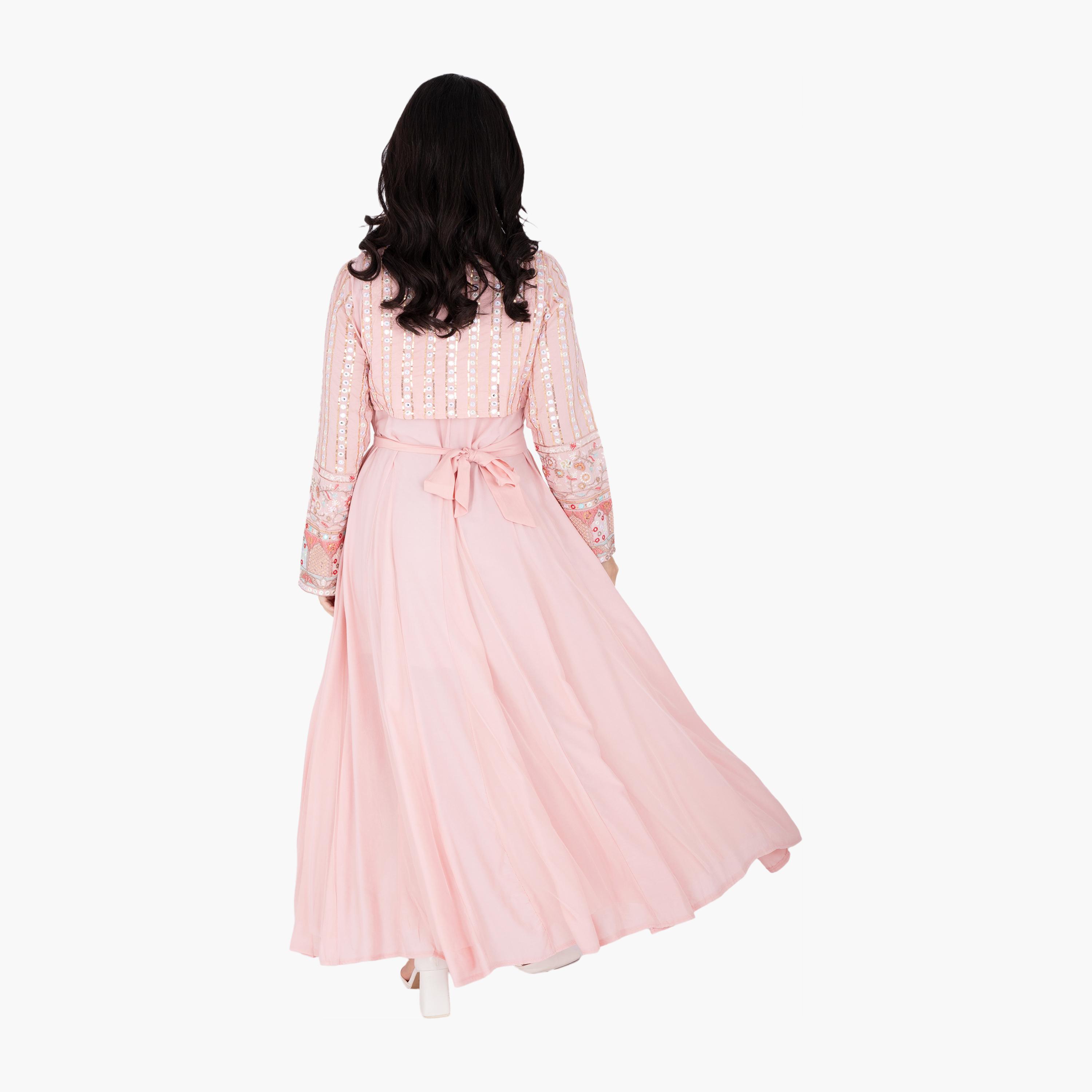 IKKXA Embroidered & Sequined Women's Evening Jalabiya with Jacket-women-arabicclothing-jalabiyas-image-9