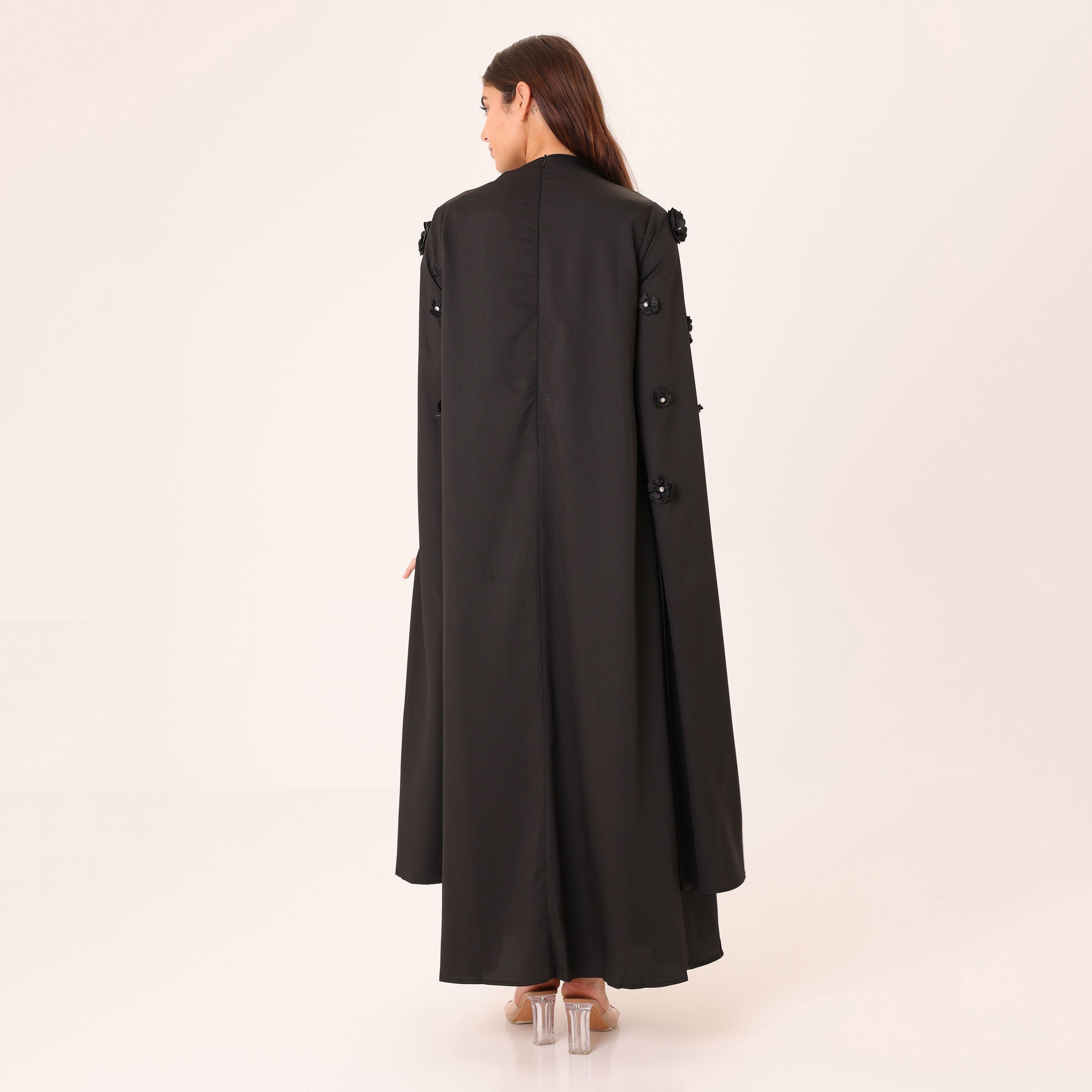 IKKXA 3D Floral Cape Sleeves Women's Evening Flared Jalabiya-women-clothing-dresses-image-4