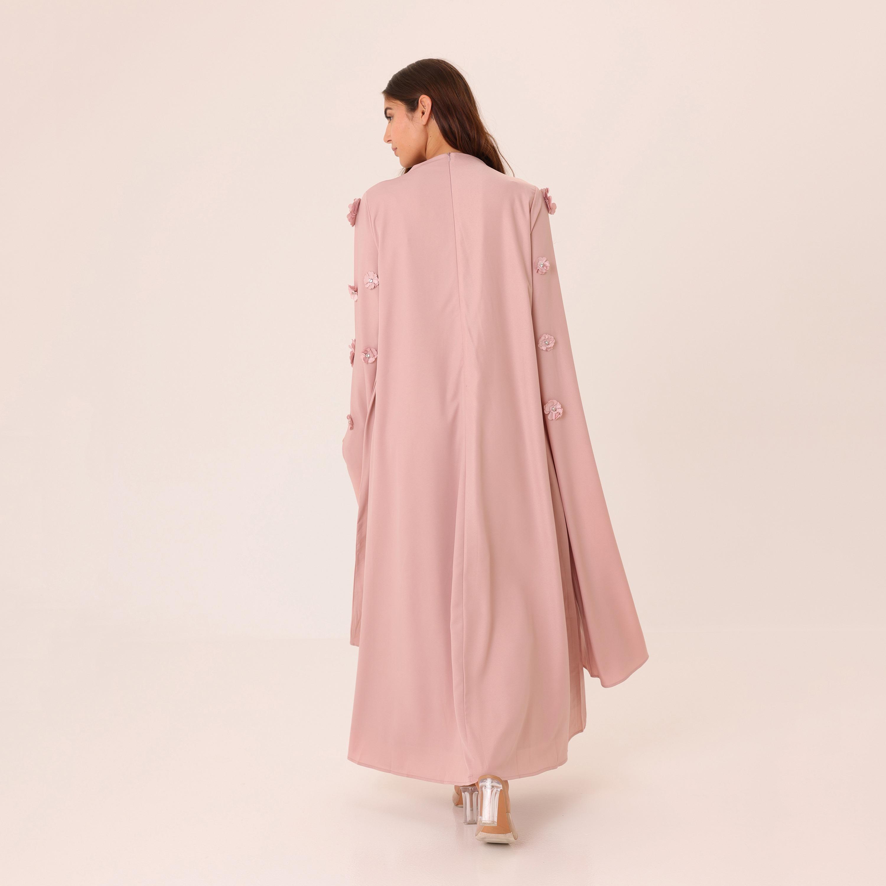 IKKXA 3D Floral Cape Sleeves Women's Evening Flared Jalabiya-women-clothing-dresses-image-14