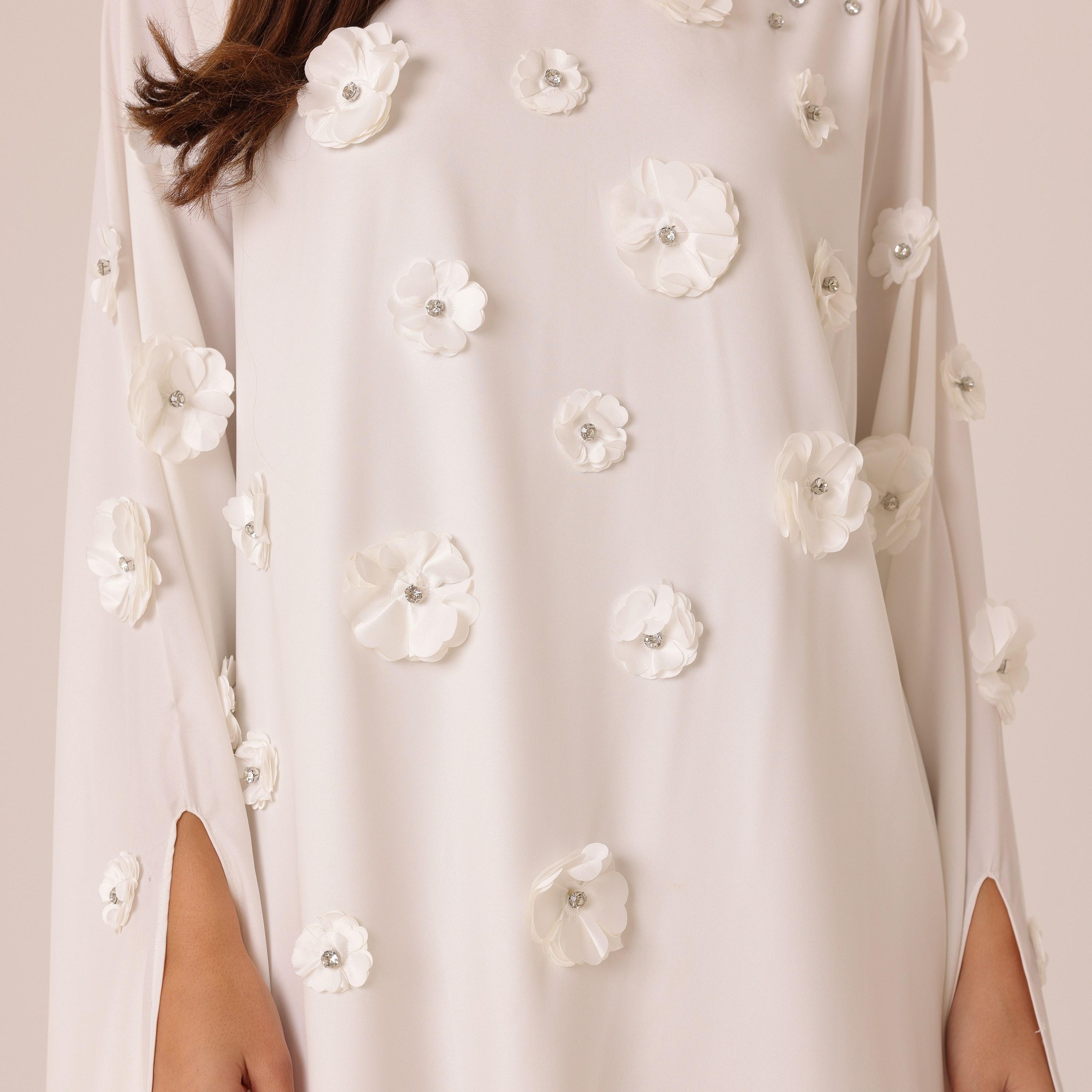 IKKXA 3D Floral Cape Sleeves Women's Evening Flared Jalabiya-women-clothing-dresses-image-8