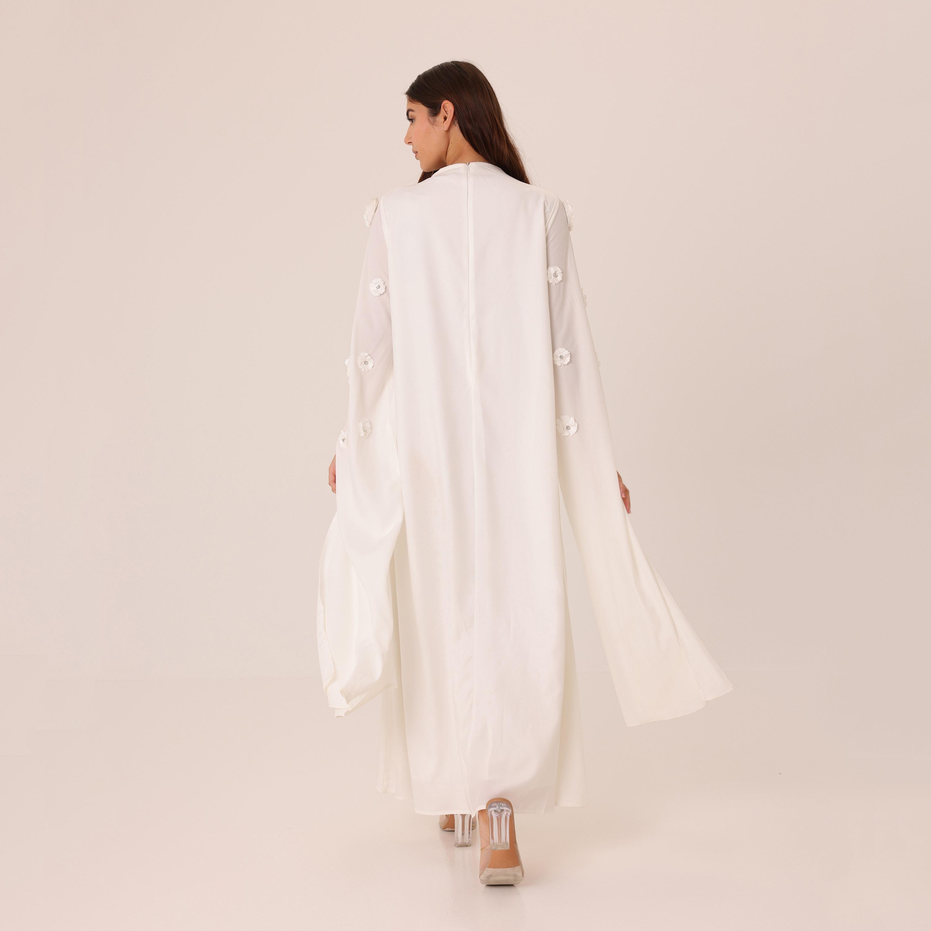 IKKXA 3D Floral Cape Sleeves Women's Evening Flared Jalabiya-women-clothing-dresses-image-10
