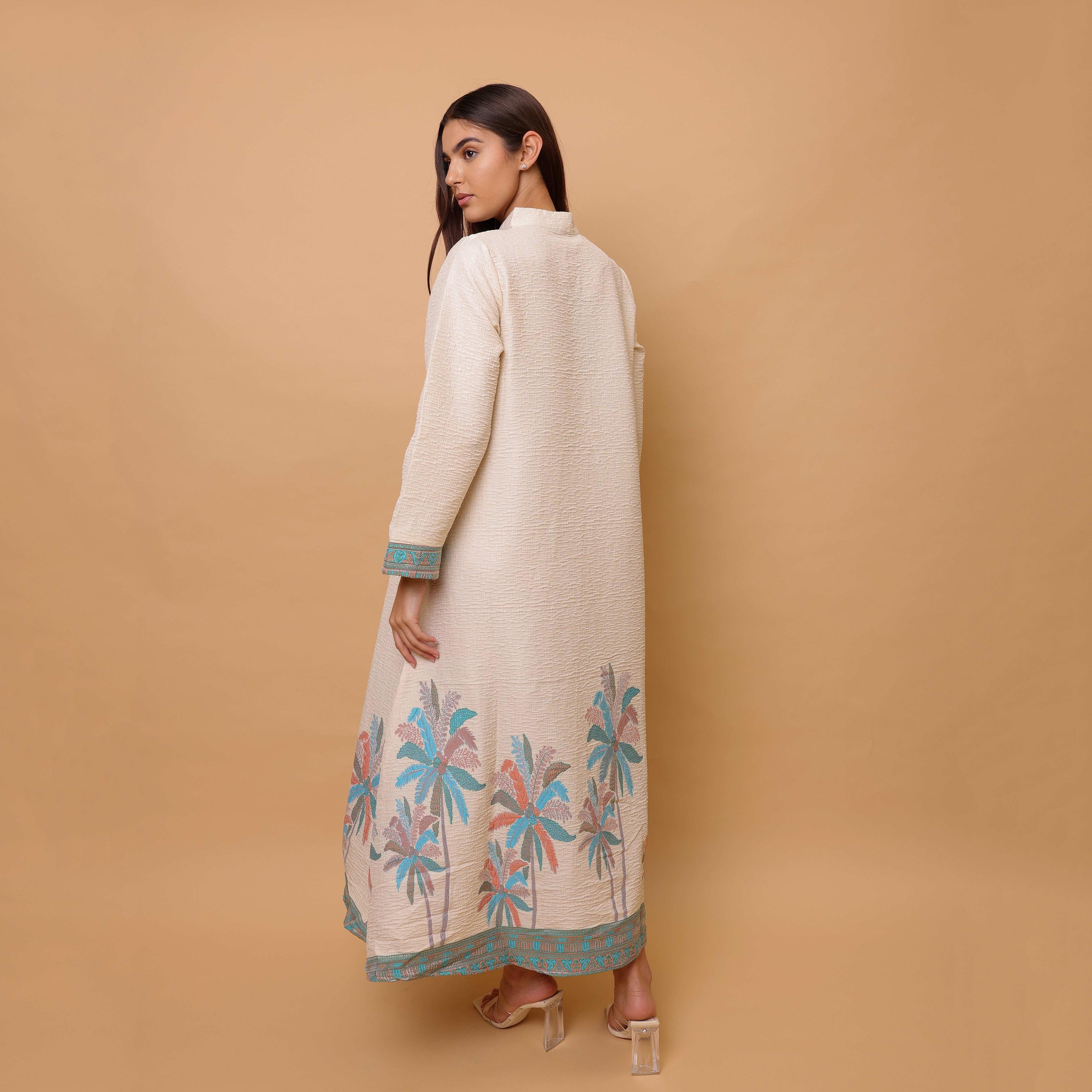 جلابية نسائية بتطريز استوائي وياقة ماندارين من إيككسا-women-arabicclothing-jalabiyas-image-8
