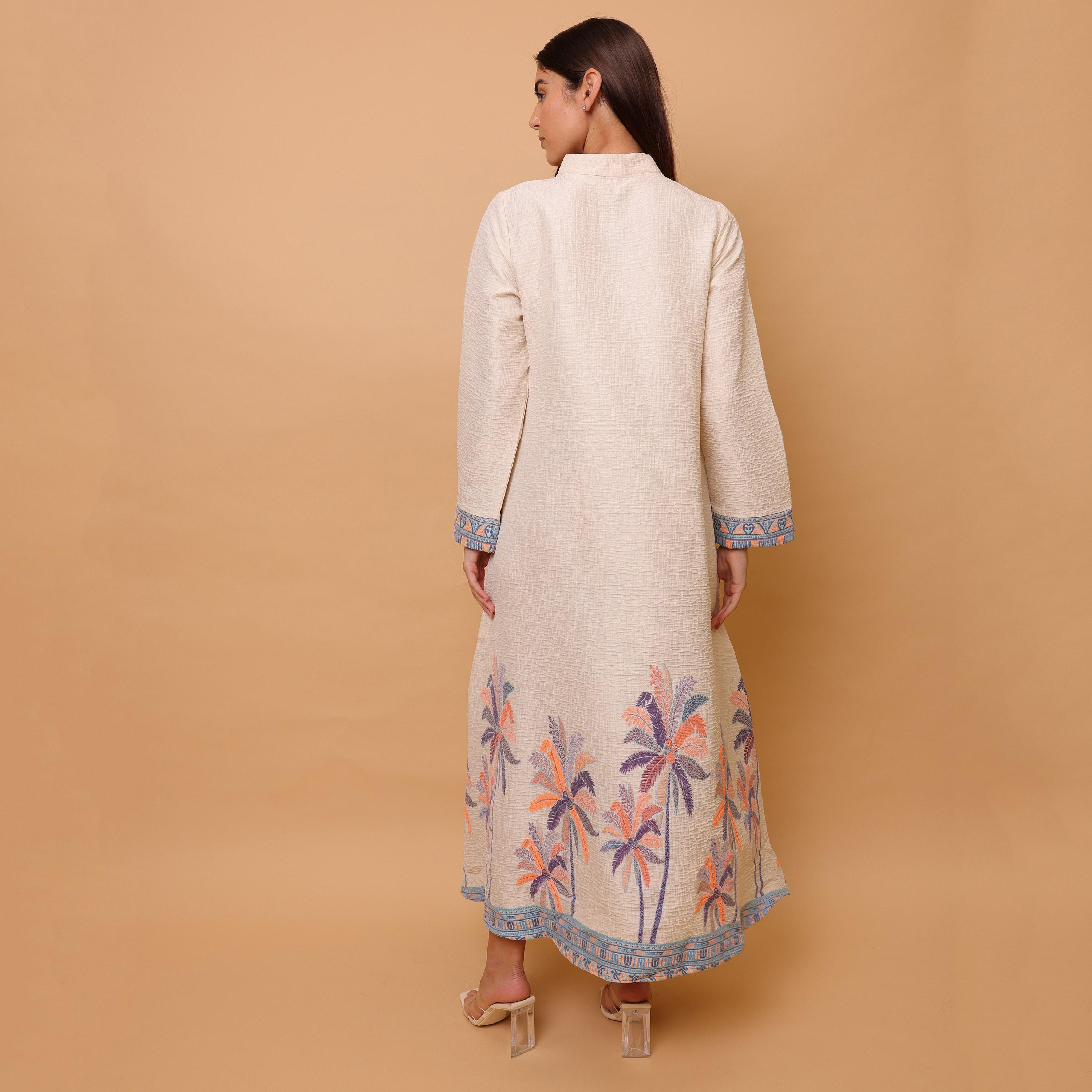 جلابية نسائية بتطريز استوائي وياقة ماندارين من إيككسا-women-arabicclothing-jalabiyas-image-12