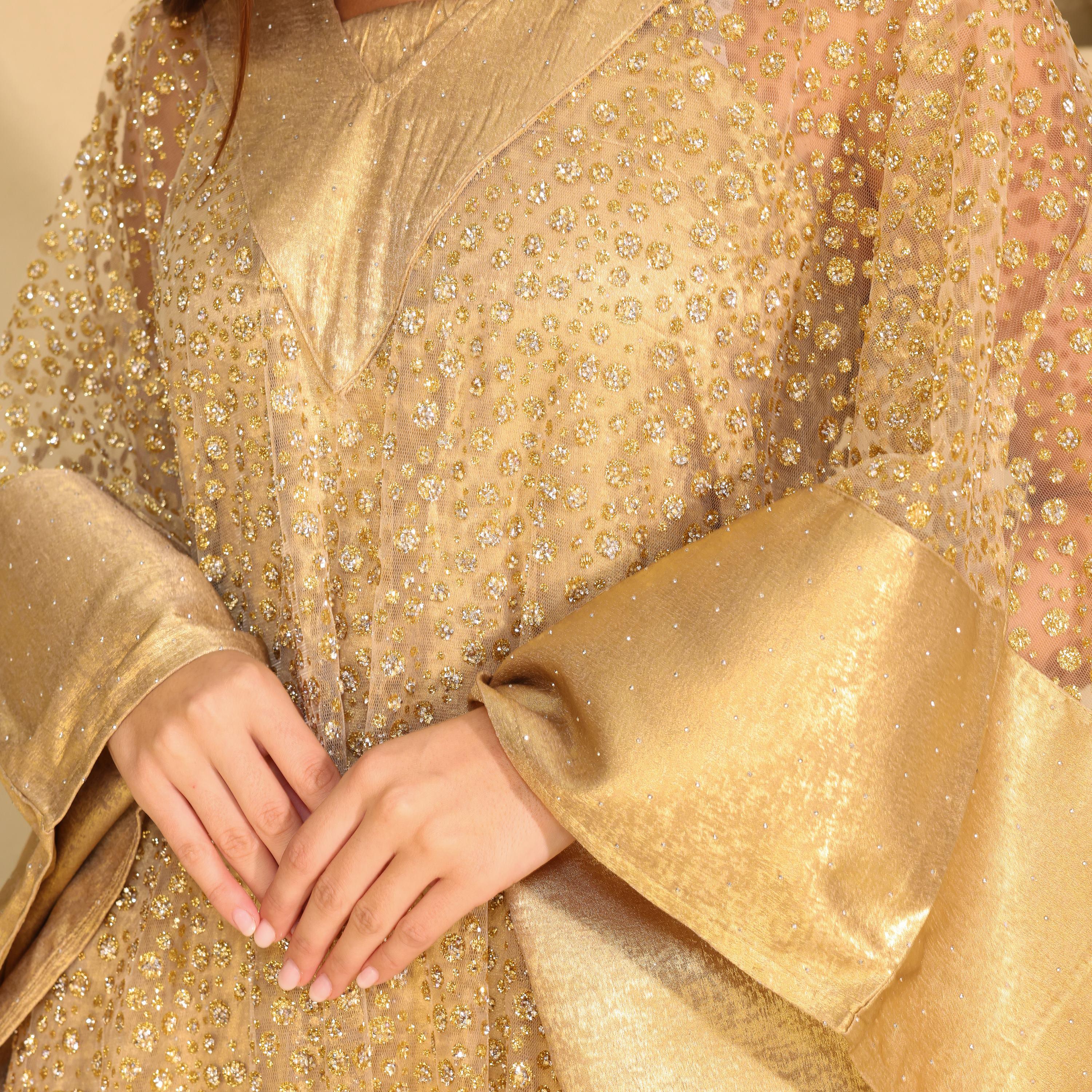 جلابية سهرة نسائية بأكمام واسعة مزينة بتطريزات على طراز القفطان من إككسا-women-arabicclothing-jalabiyas-image-2