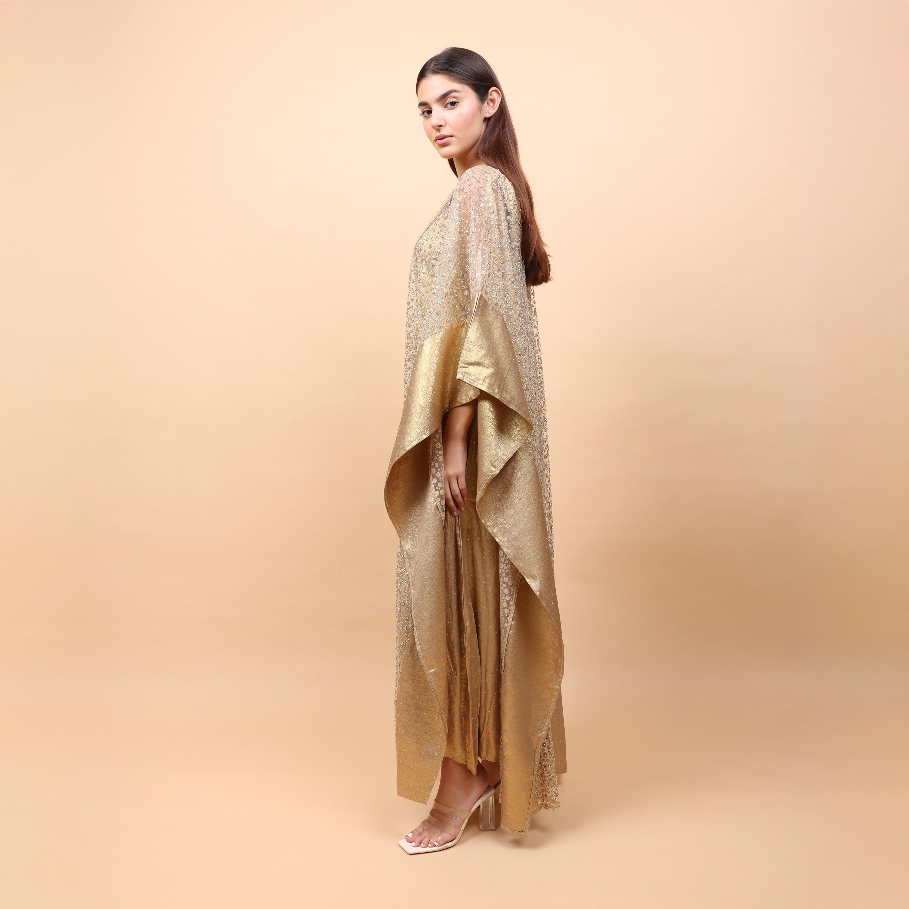 جلابية سهرة نسائية بأكمام واسعة مزينة بتطريزات على طراز القفطان من إككسا-women-arabicclothing-jalabiyas-image-3