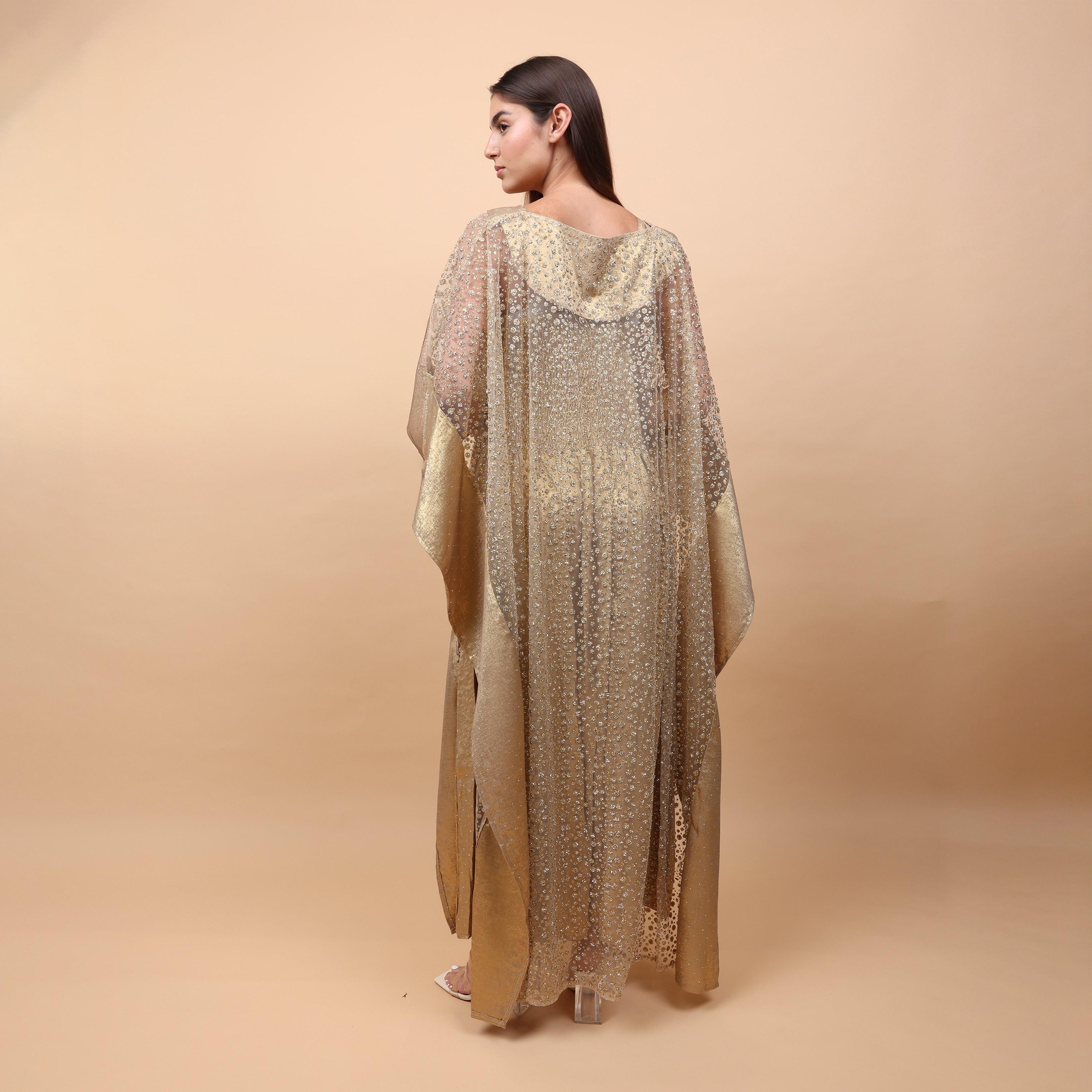جلابية سهرة نسائية بأكمام واسعة مزينة بتطريزات على طراز القفطان من إككسا-women-arabicclothing-jalabiyas-image-4