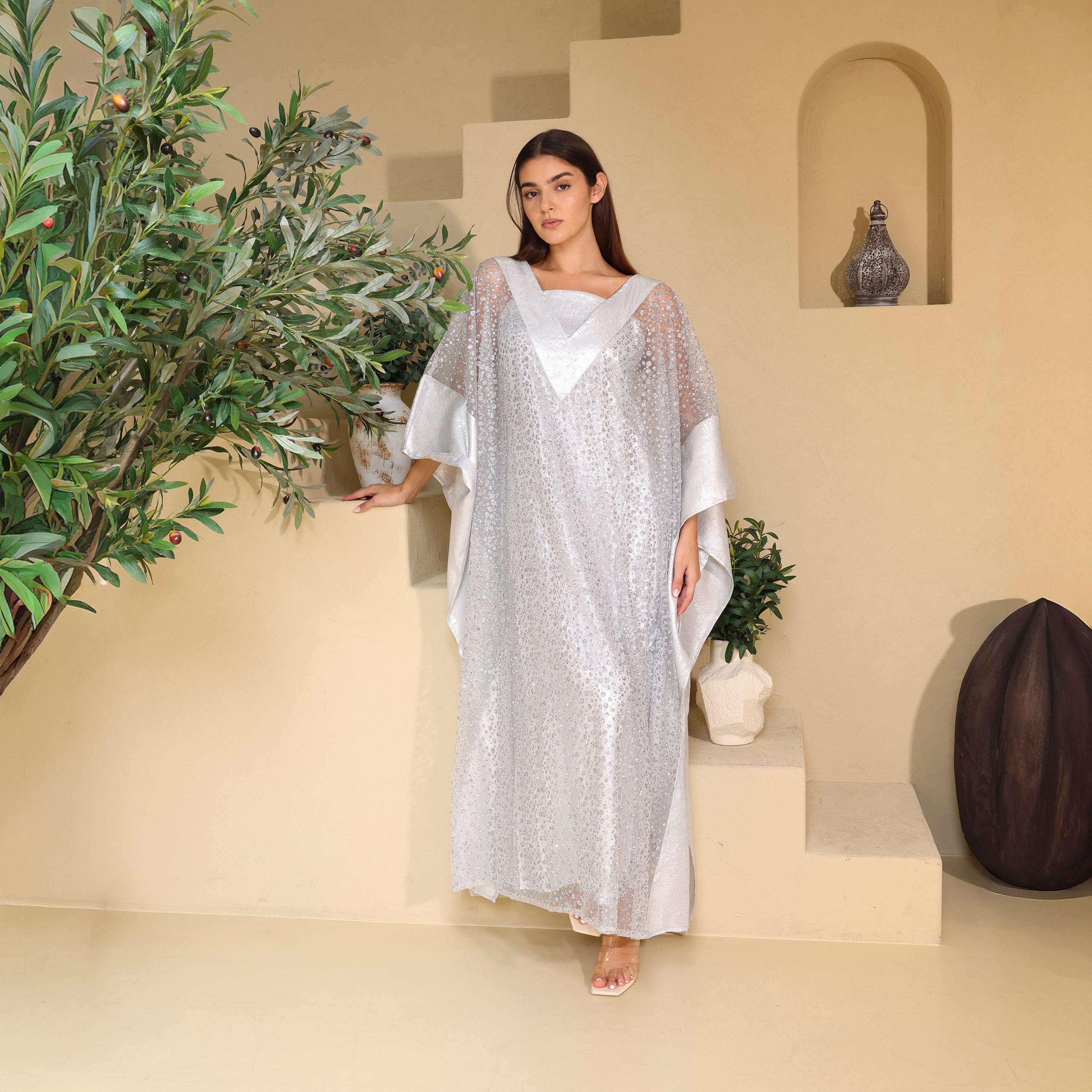 IKKXA Embellished Batwing Sleeves Kaftan Style Women's Evening Jalabiya-women-arabicclothing-jalabiyas-image-1