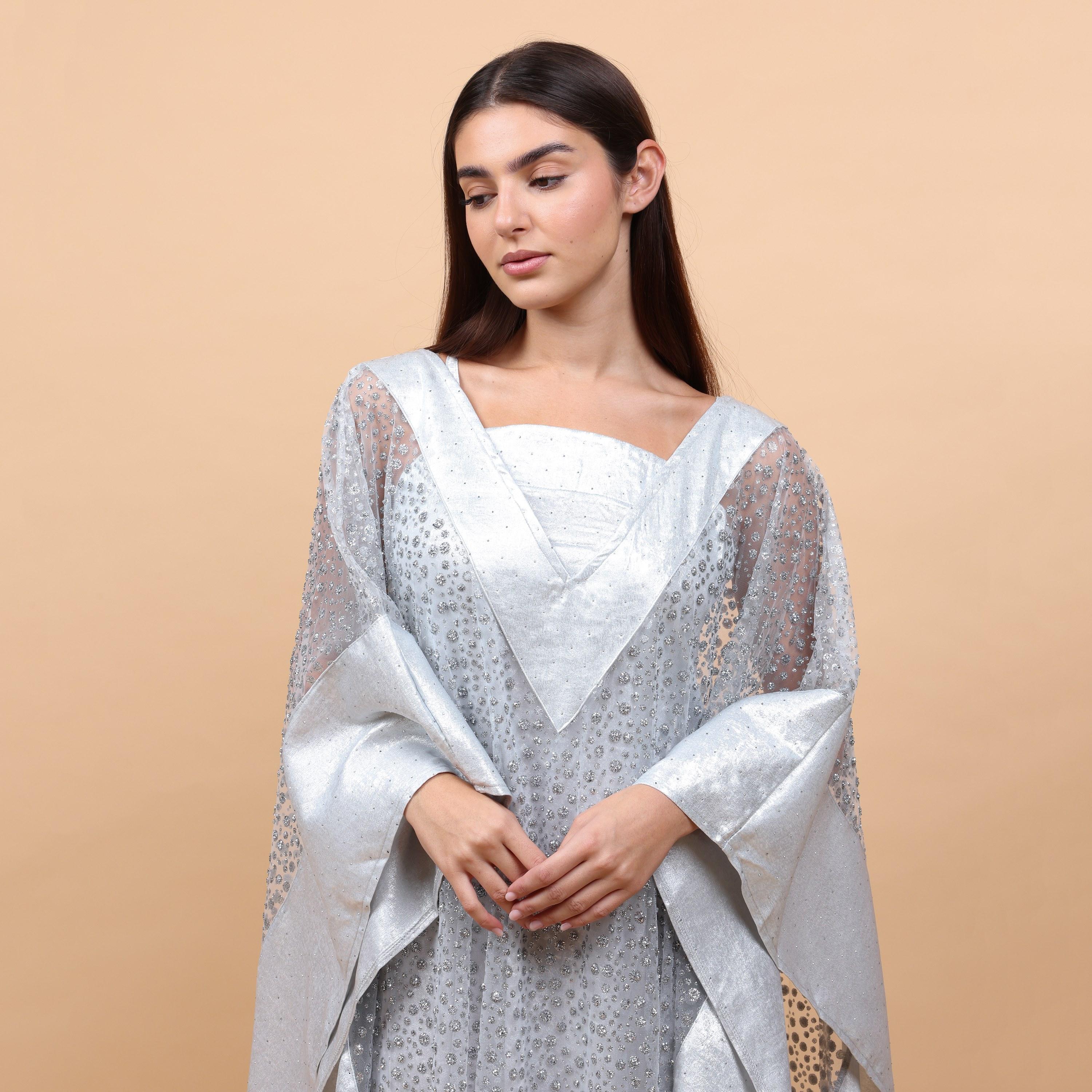 IKKXA Embellished Batwing Sleeves Kaftan Style Women's Evening Jalabiya-women-arabicclothing-jalabiyas-image-2