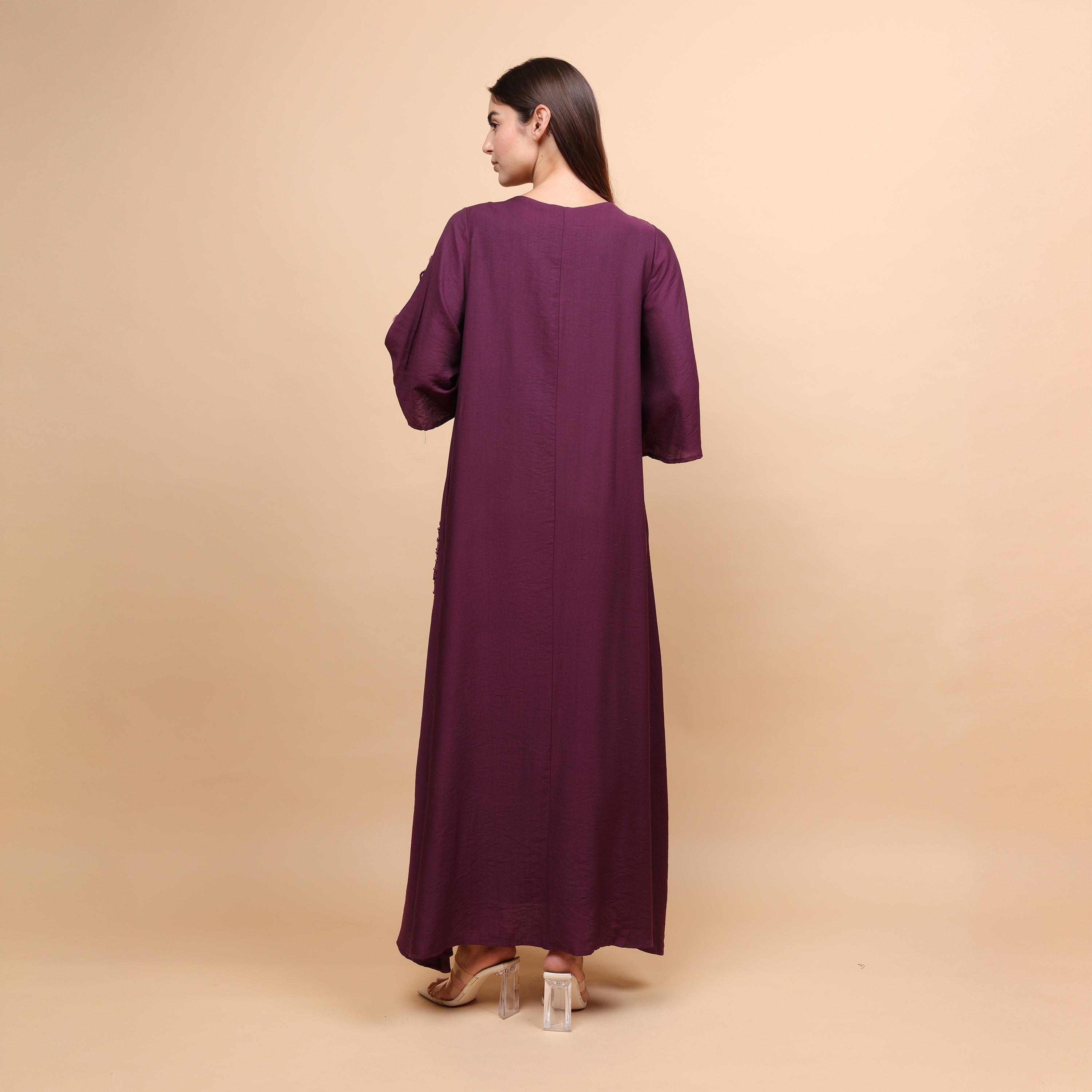 IKKXA Applique Flowers Flared Sleeves Women's Evening Jalabiya-women-arabicclothing-jalabiyas-image-4