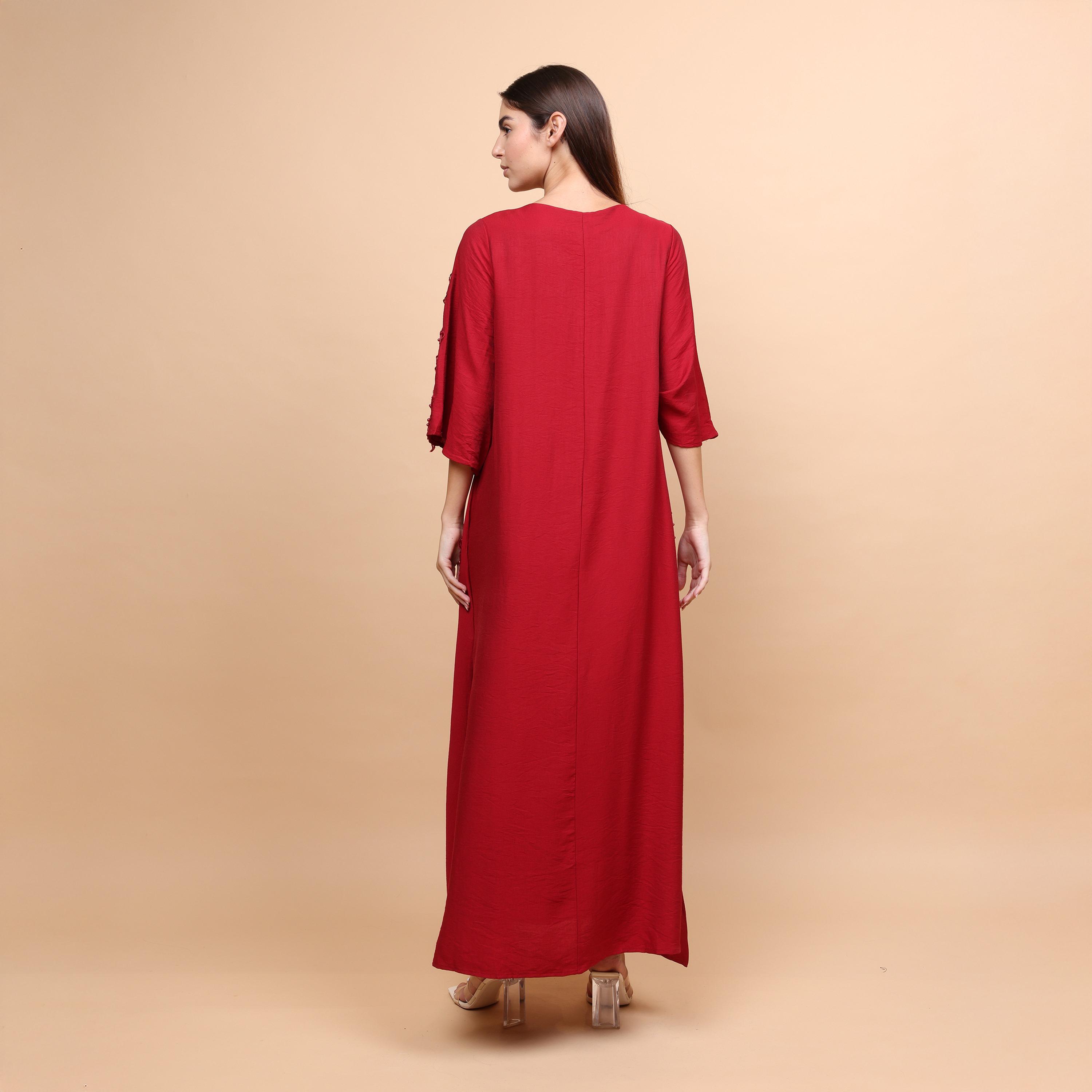 IKKXA Applique Flowers Flared Sleeves Women's Evening Jalabiya-women-arabicclothing-jalabiyas-image-5