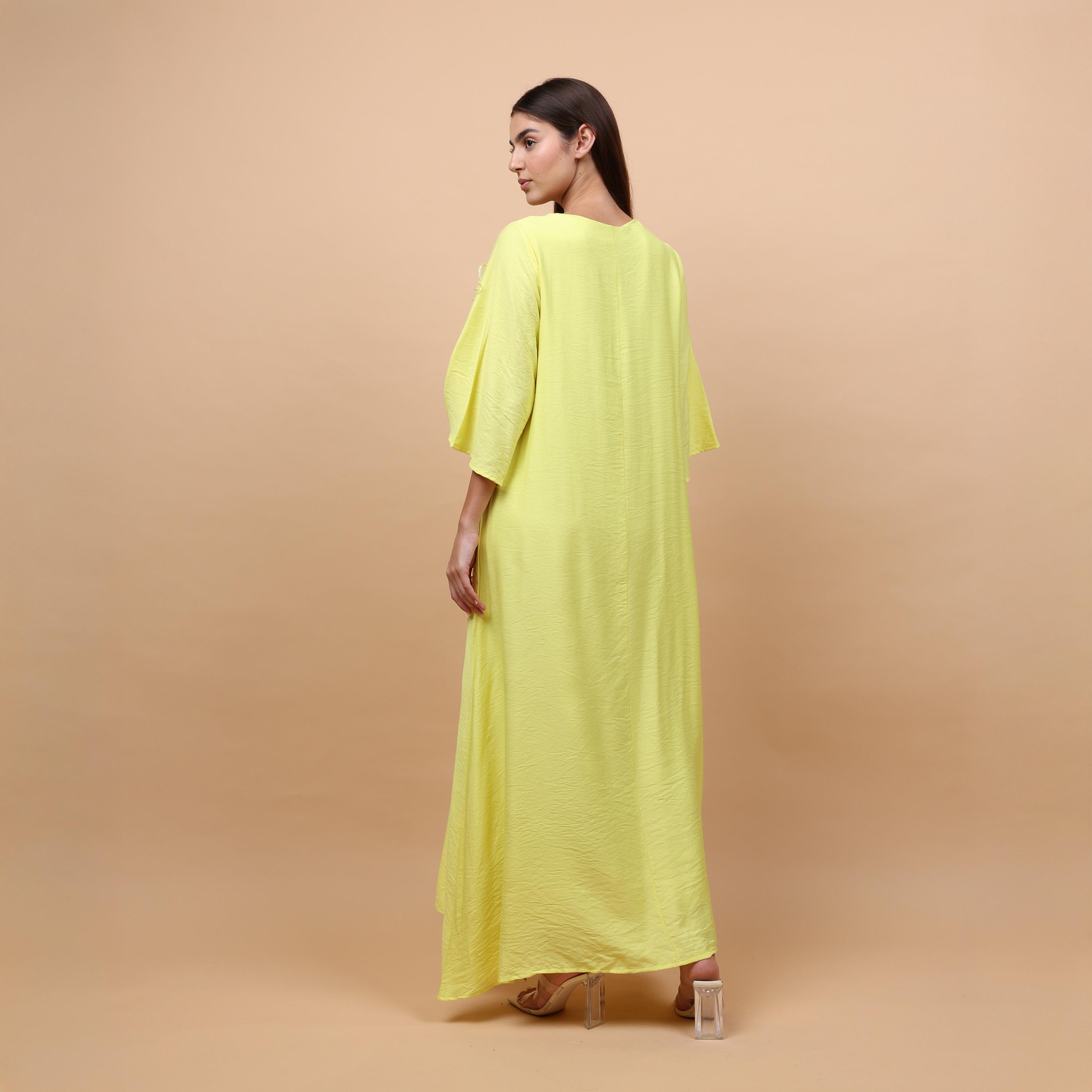 IKKXA Applique Flowers Flared Sleeves Women's Evening Jalabiya-women-arabicclothing-jalabiyas-image-4
