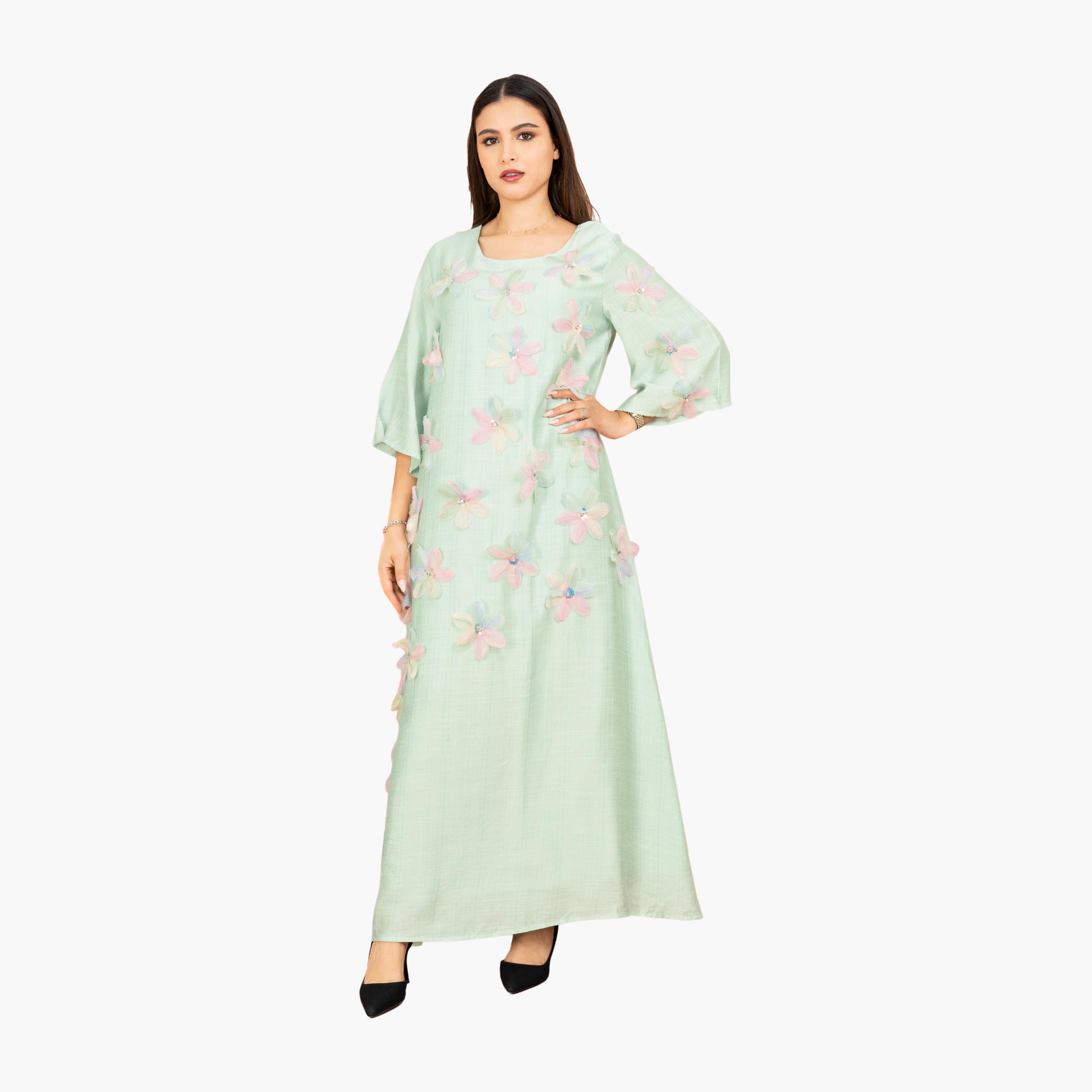 IKKXA 3D Flowers Flared Sleeves Women's Evening Jalabiya-women-arabicclothing-jalabiyas-image-5