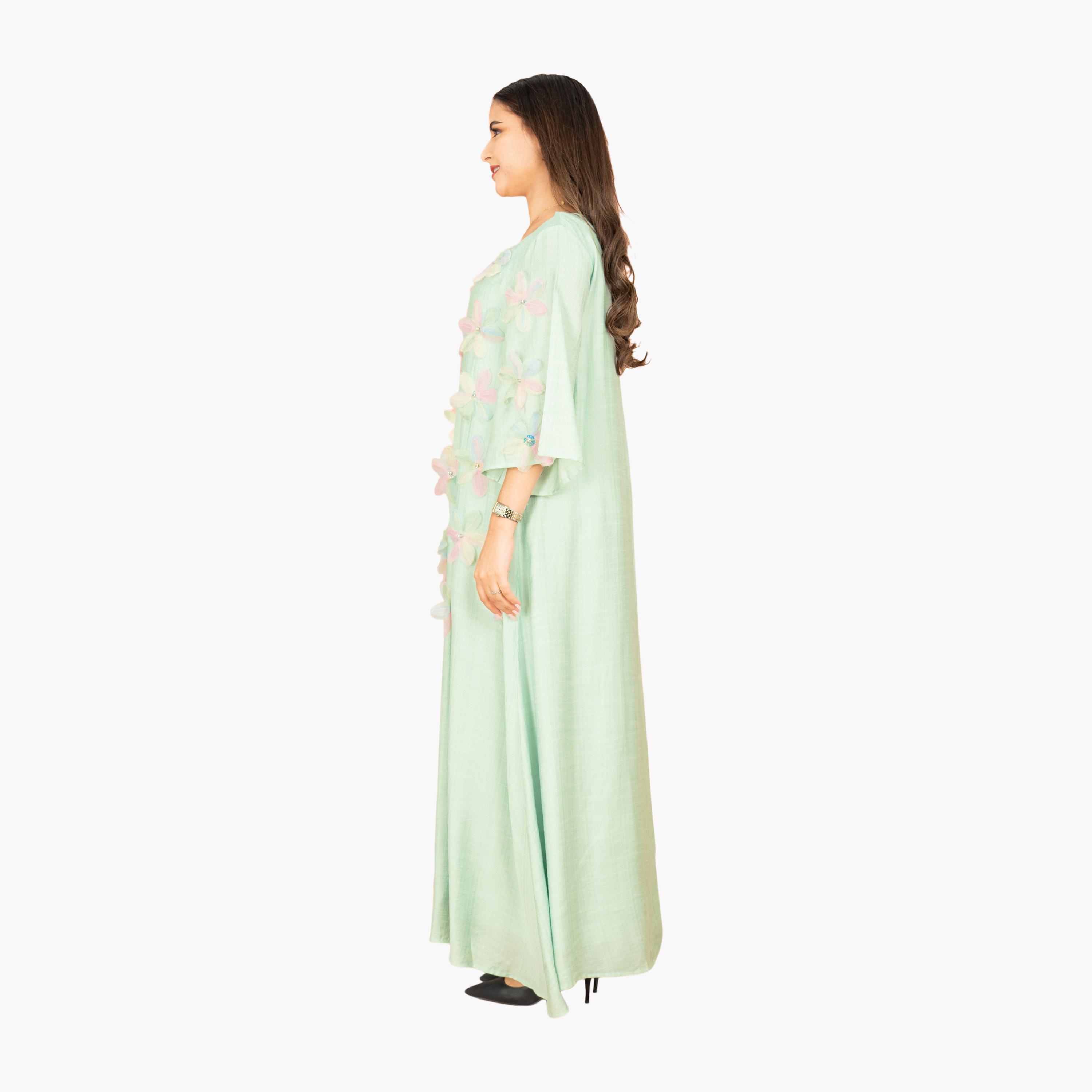IKKXA 3D Flowers Flared Sleeves Women's Evening Jalabiya-women-arabicclothing-jalabiyas-image-7