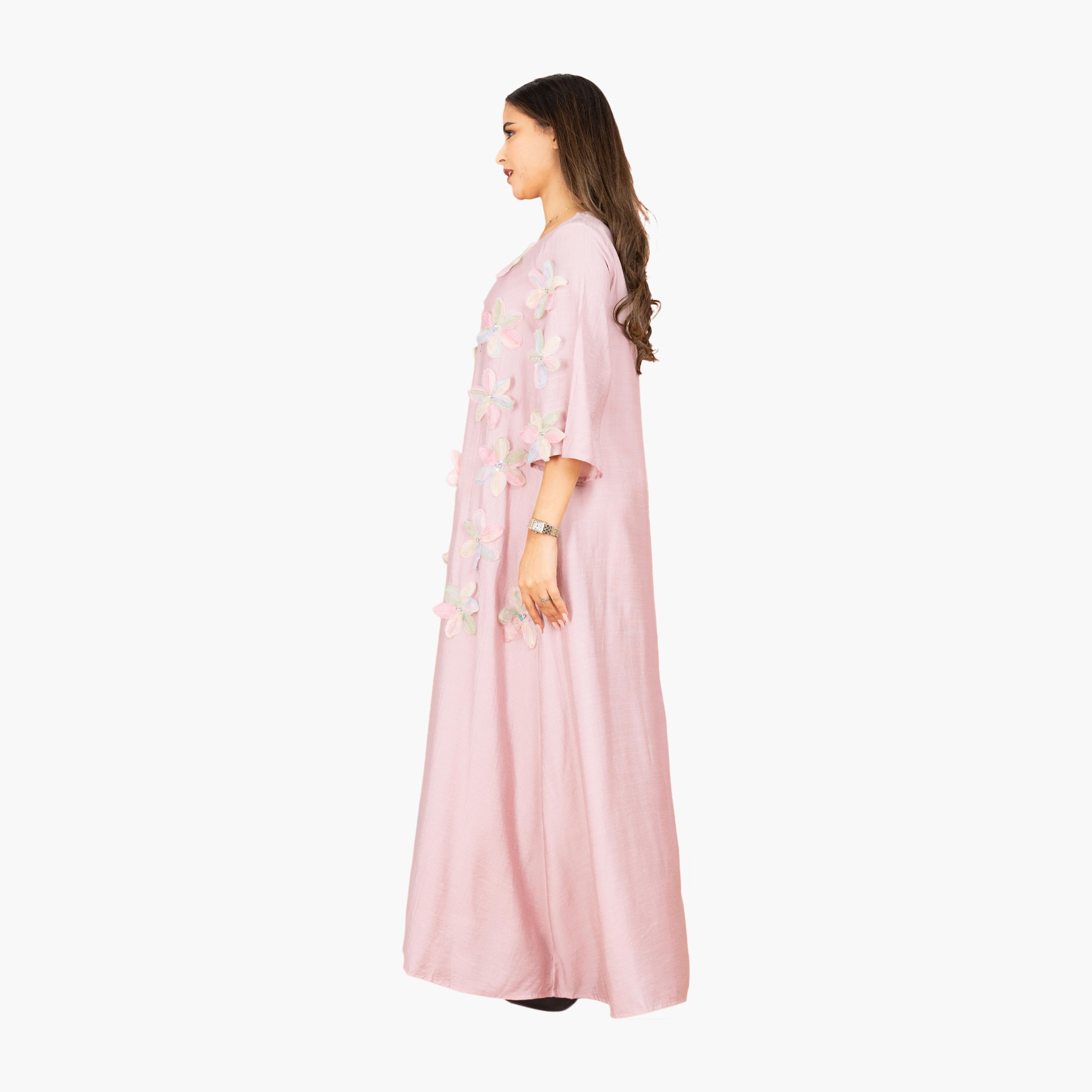 IKKXA 3D Flowers Flared Sleeves Women's Evening Jalabiya-women-arabicclothing-jalabiyas-image-11
