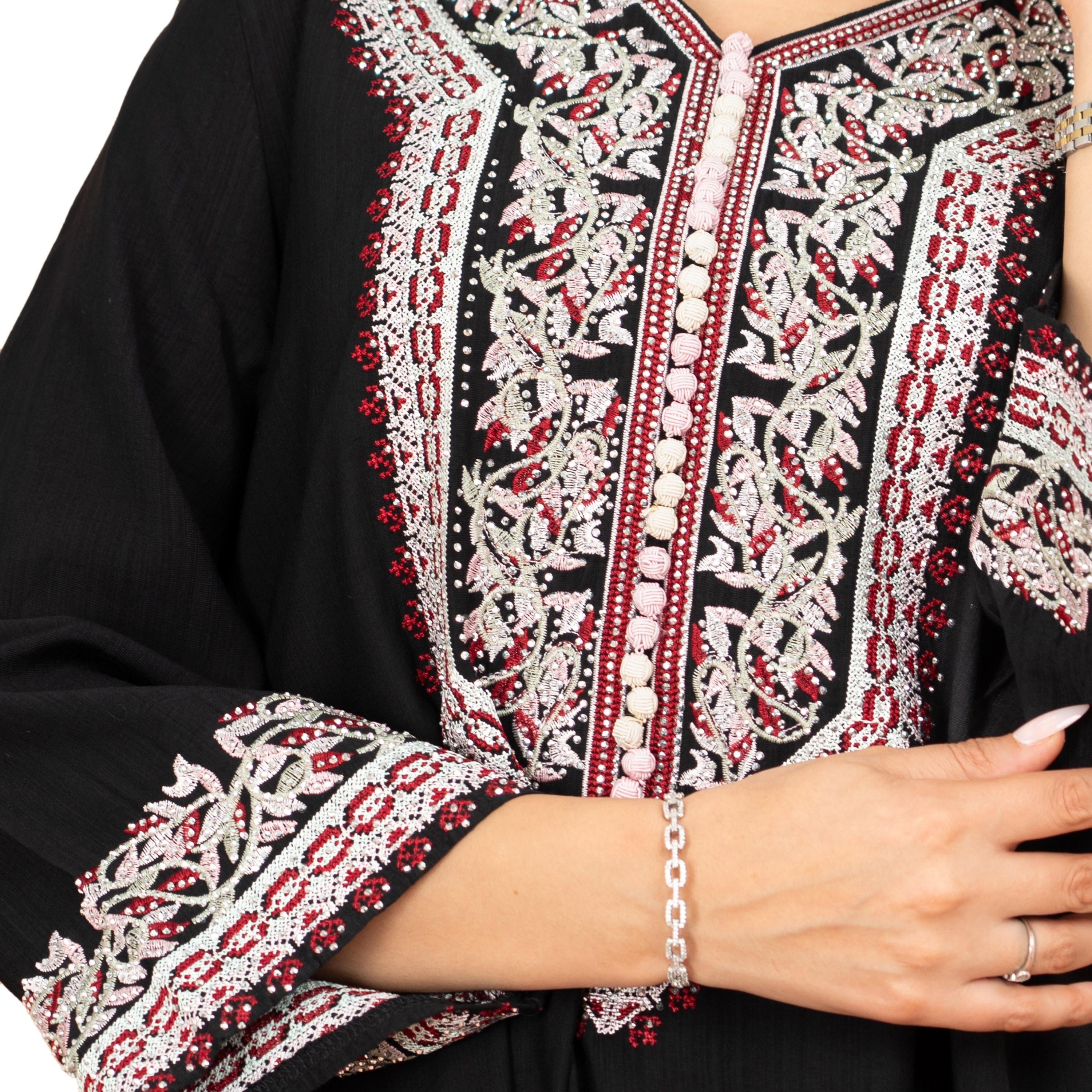 جلابية سهرة نسائية مطرزة بقبة دائرية من إككسا-women-arabicclothing-jalabiyas-image-14
