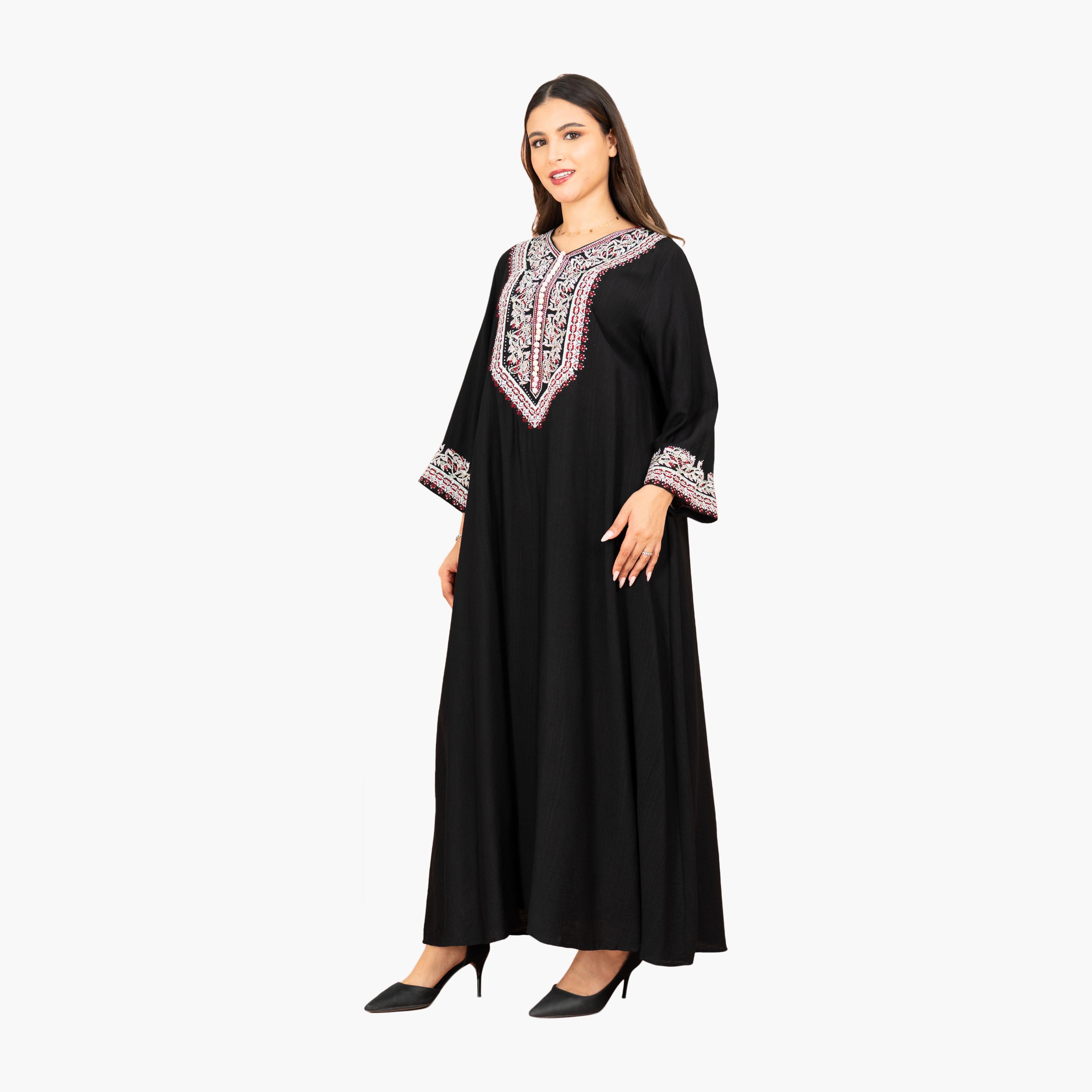جلابية سهرة نسائية مطرزة بقبة دائرية من إككسا-women-arabicclothing-jalabiyas-image-15